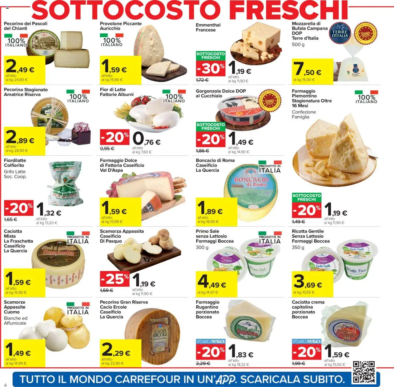 Volantino Carrefour del 20.10.2025 | Pagina: 4 | Prodotti: Crema, Sale, Ricotta, Gorgonzola