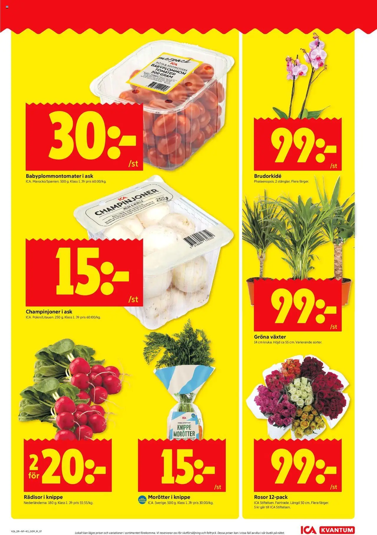 ICA Kvantum reklamblad aktuell från 23.06.2025 | Sida: 9 | Produkter: Champinjoner, Tomater