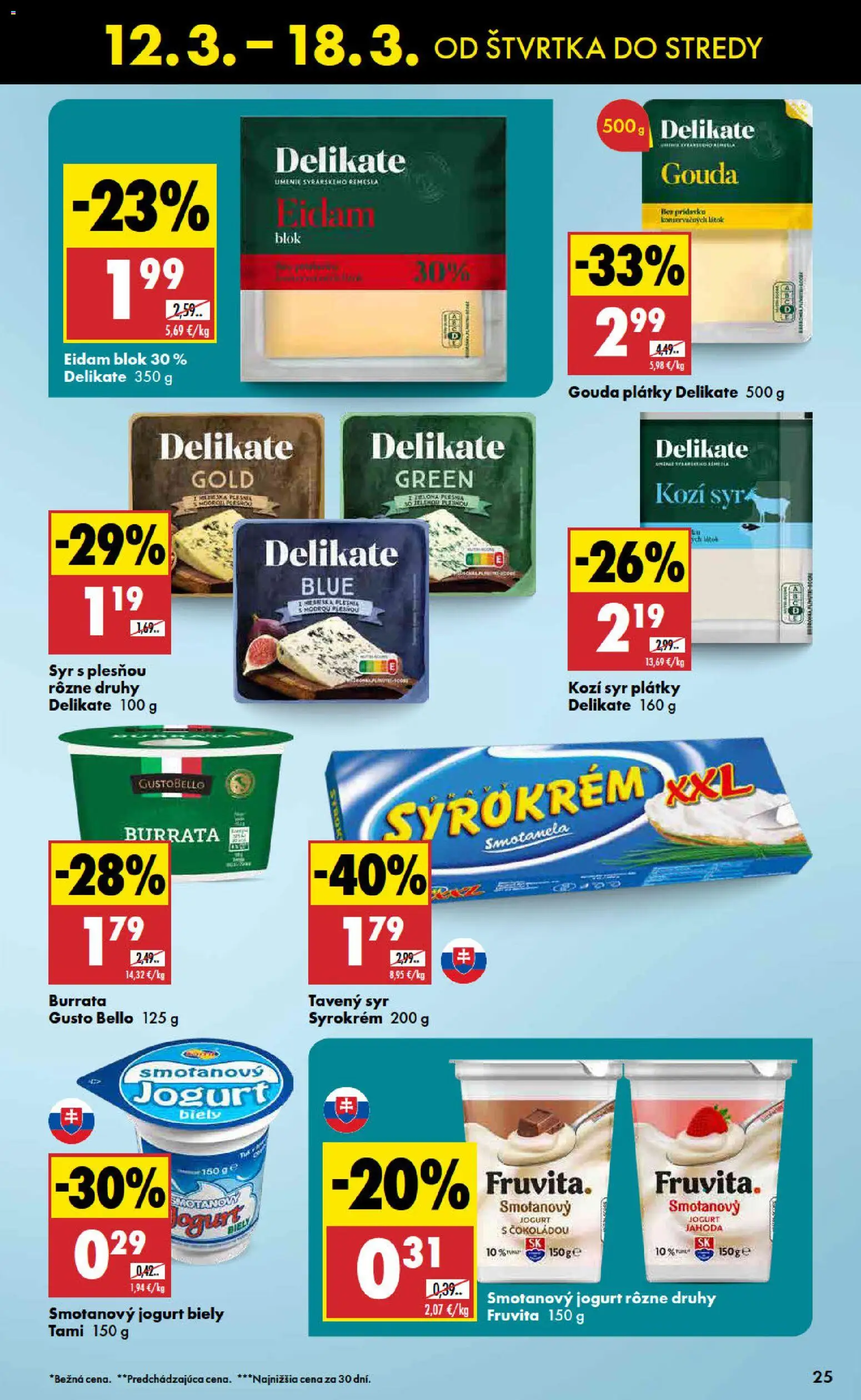 Nové Biedronka akcie – leták je platný od 12.03.2026 | Strana: 25 | Produkty: Syr, Jogurt, Gouda, Eidam