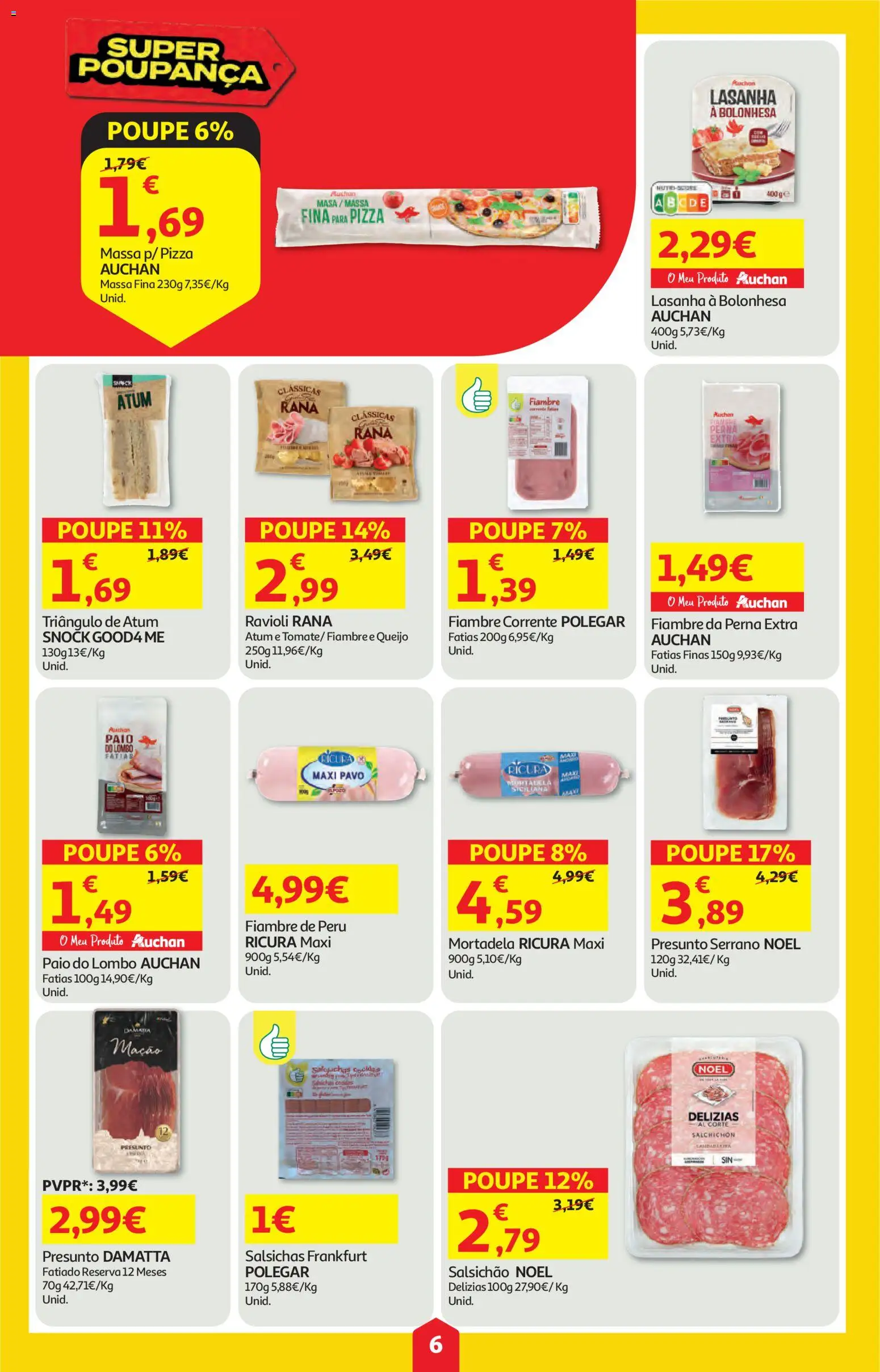 Auchan folheto │ válido de 08.01.2026 | Página: 6 | Produtos: Lasanha, Queijo, Pizza, Massa