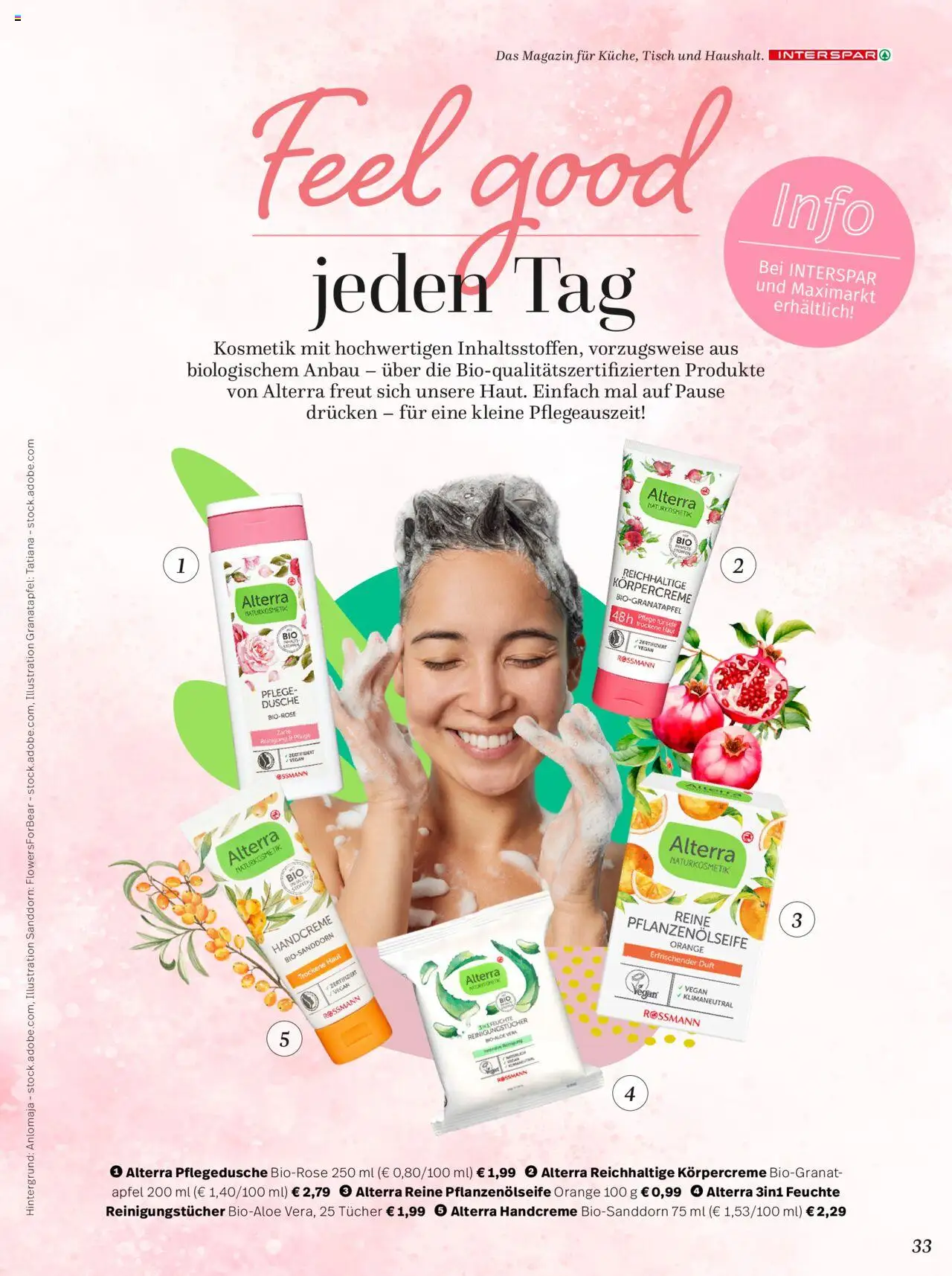 Interspar Mein Zuhause Magazin Frühling 2025 gültig ab 28.04.2025 | Seite: 33 | Produkte: Tisch, Dusche, Äpfel, Reinigungstücher