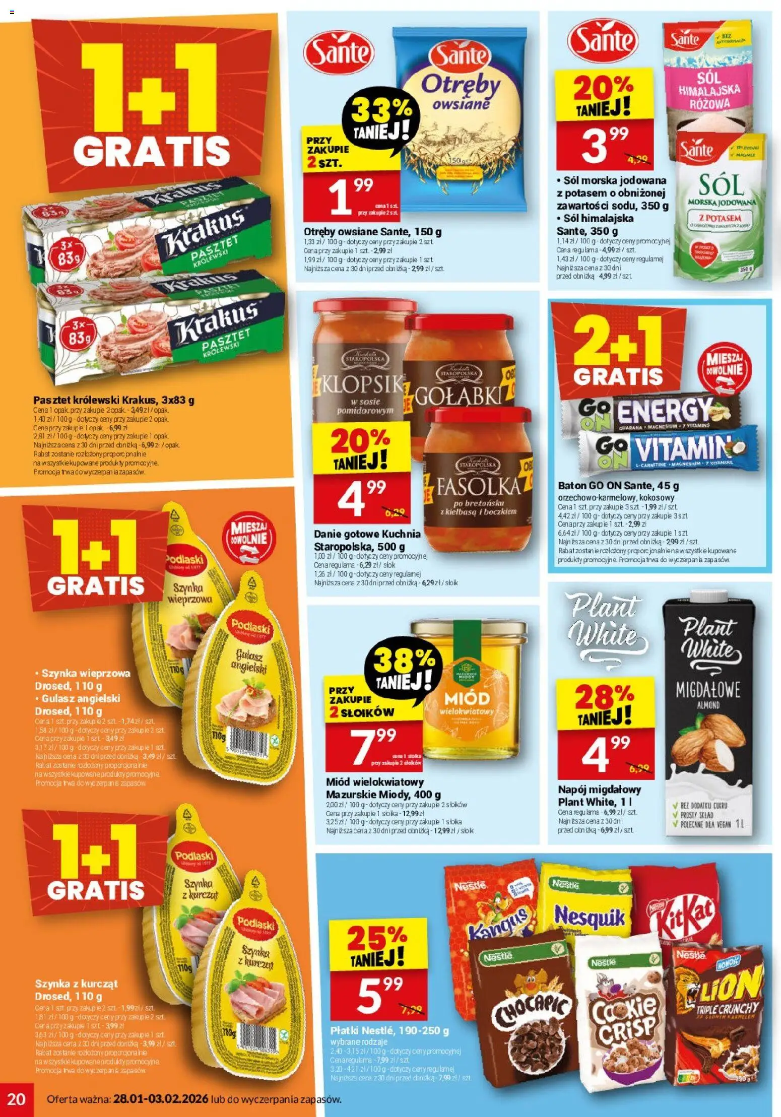 Twój Market Gazetka od 28.01.2026 | Strona: 20 | Produkty: Szynka wieprzowa, Sól morska, Gulasz, Sól
