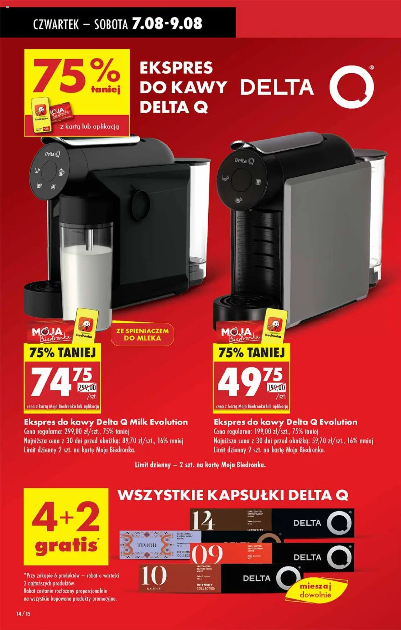Biedronka gazetka - Oferta W tym tygodniu od 07.08.2025 | Strona: 14 | Produkty: Karta, Ekspres do kawy, Kapsułki Delta, Ekspres do kawy delta
