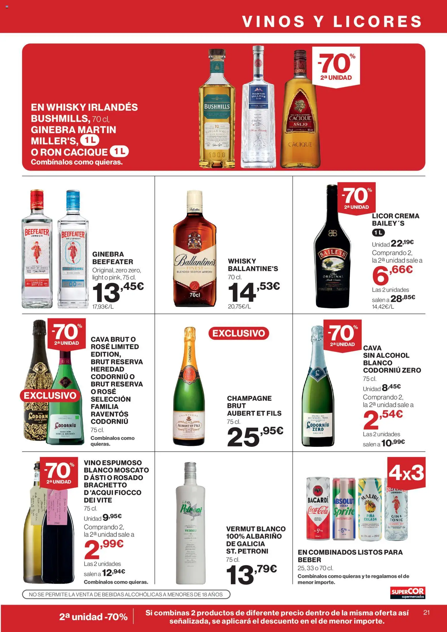 Supercor Península y Baleares │ válido desde el 23.04.2026 | Página: 21 | Productos: Ron, Ginebra, Crema, Whisky