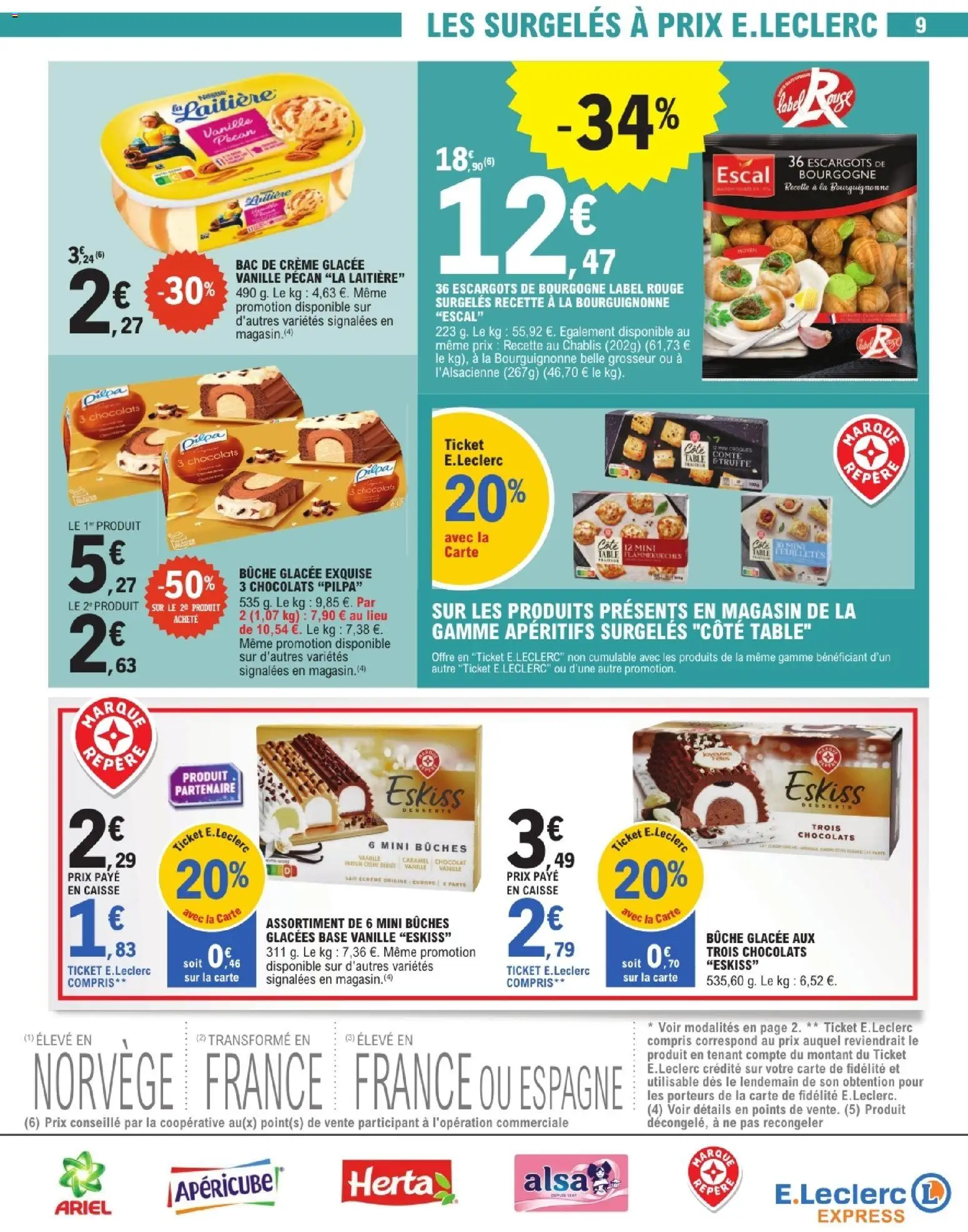 {H1} | Page: 9 | Produits: Base, Escargots, Table, Crème