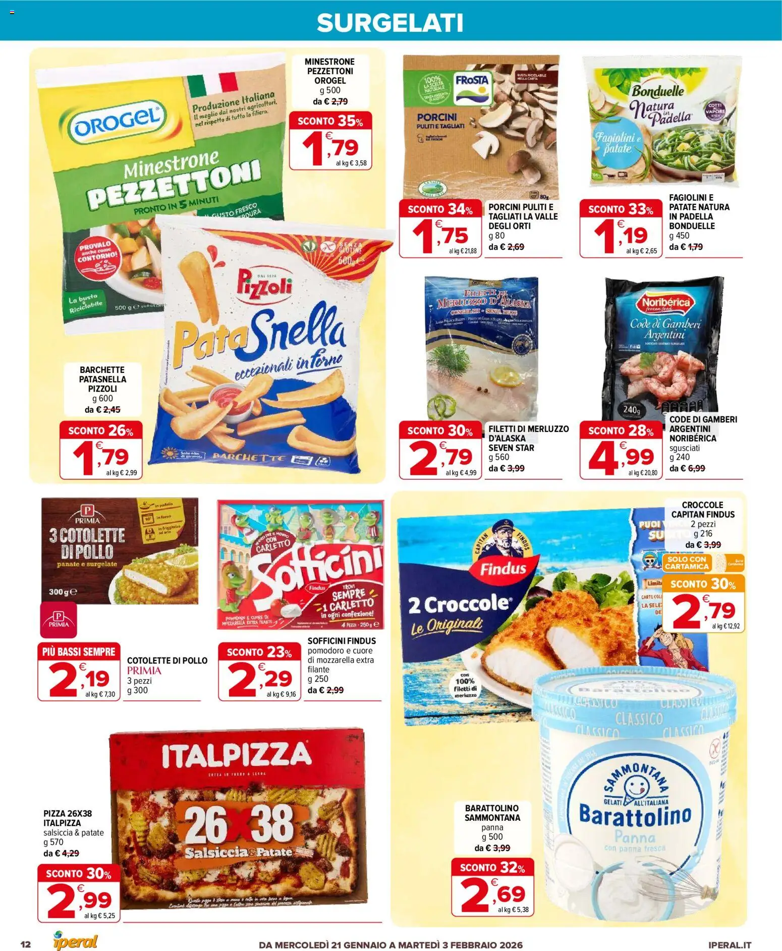 Volantino Iperal del 21.01.2026 | Pagina: 12 | Prodotti: Pizza, Panna, Mozzarella, Forno