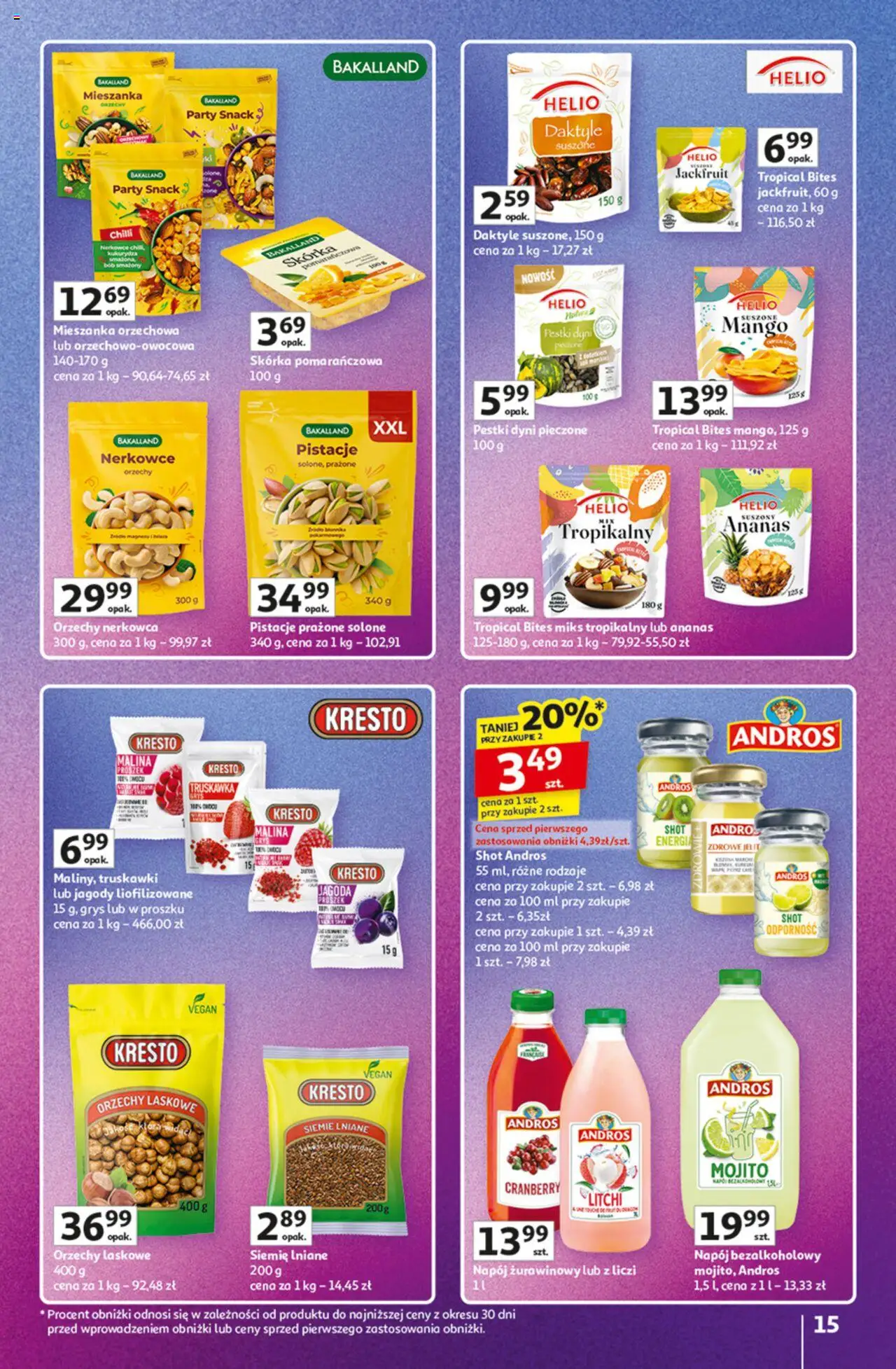 Auchan Gazetka - Znane marki duży wybór Hipermarket od 16.10.2025 | Strona: 15 | Produkty: Mango, Jagody, Kukurydza, Siemie lniane