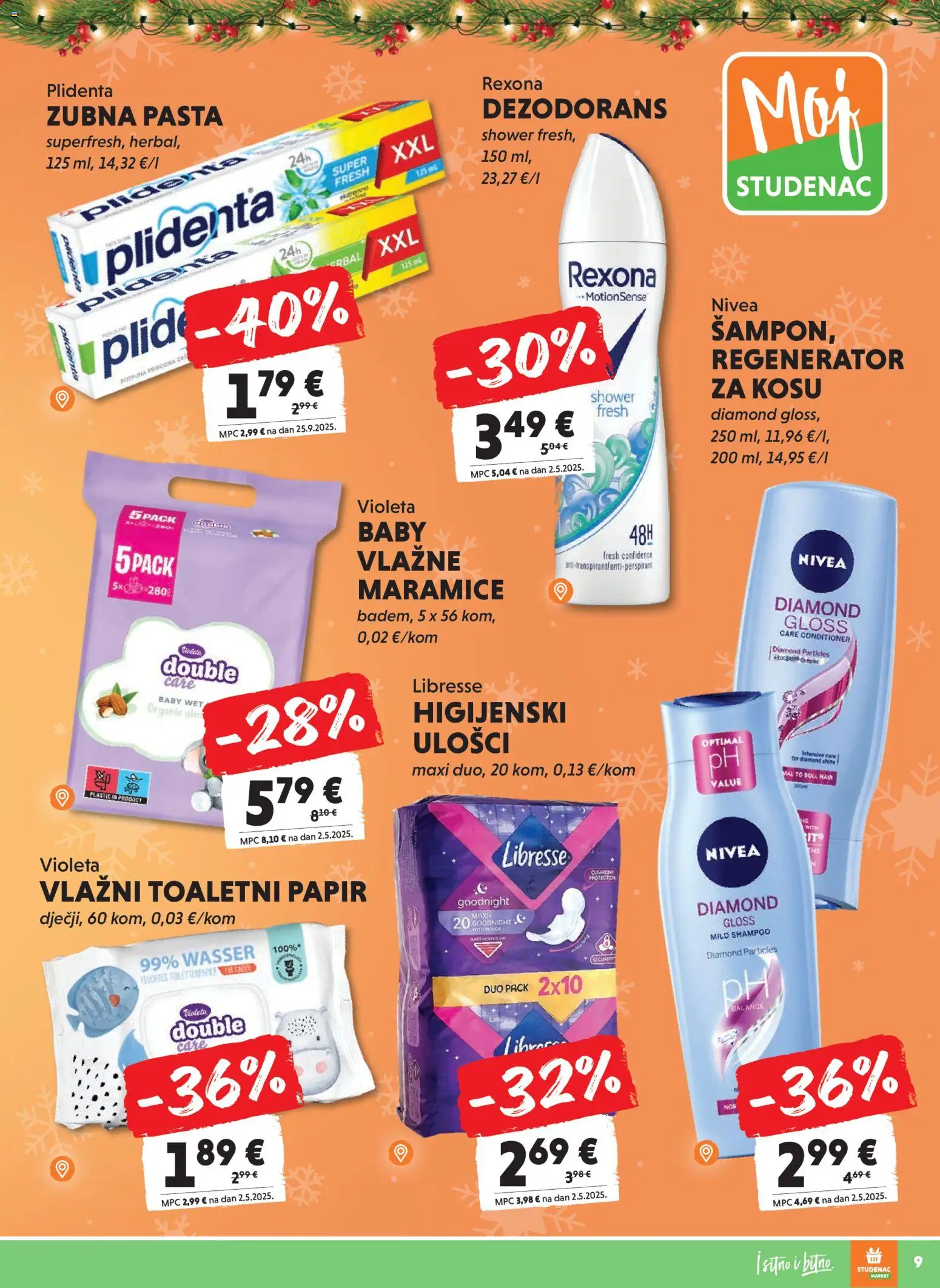 Studenac katalog | vrijedi od 10.12.2025 | Stranica: 9 | Proizvodi: Regenerator, Dezodorans, Pasta, Libresse
