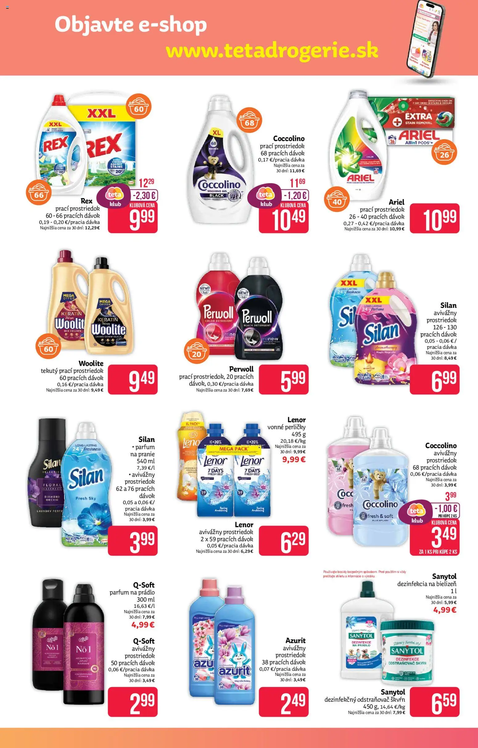 Nové Teta drogerie akcie – leták je platný od 19.01.2026 | Strana: 15 | Produkty: Sanytol, Odstraňovač škvŕn, Coccolino, Lenor