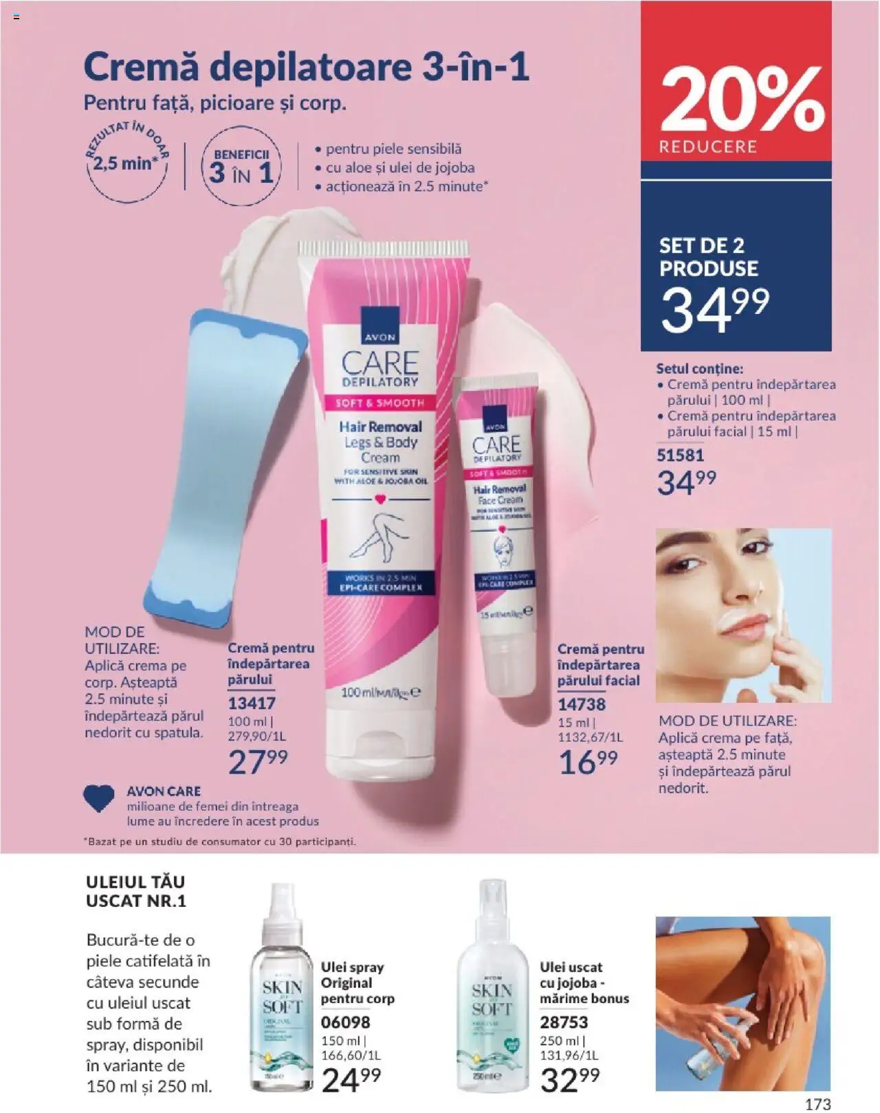 Catalog Avon - 06 2025 – valabil de la 01.06.2025 | Pagină: 173 | Produse: Body, Cremă, Ulei, Cremă depilatoare