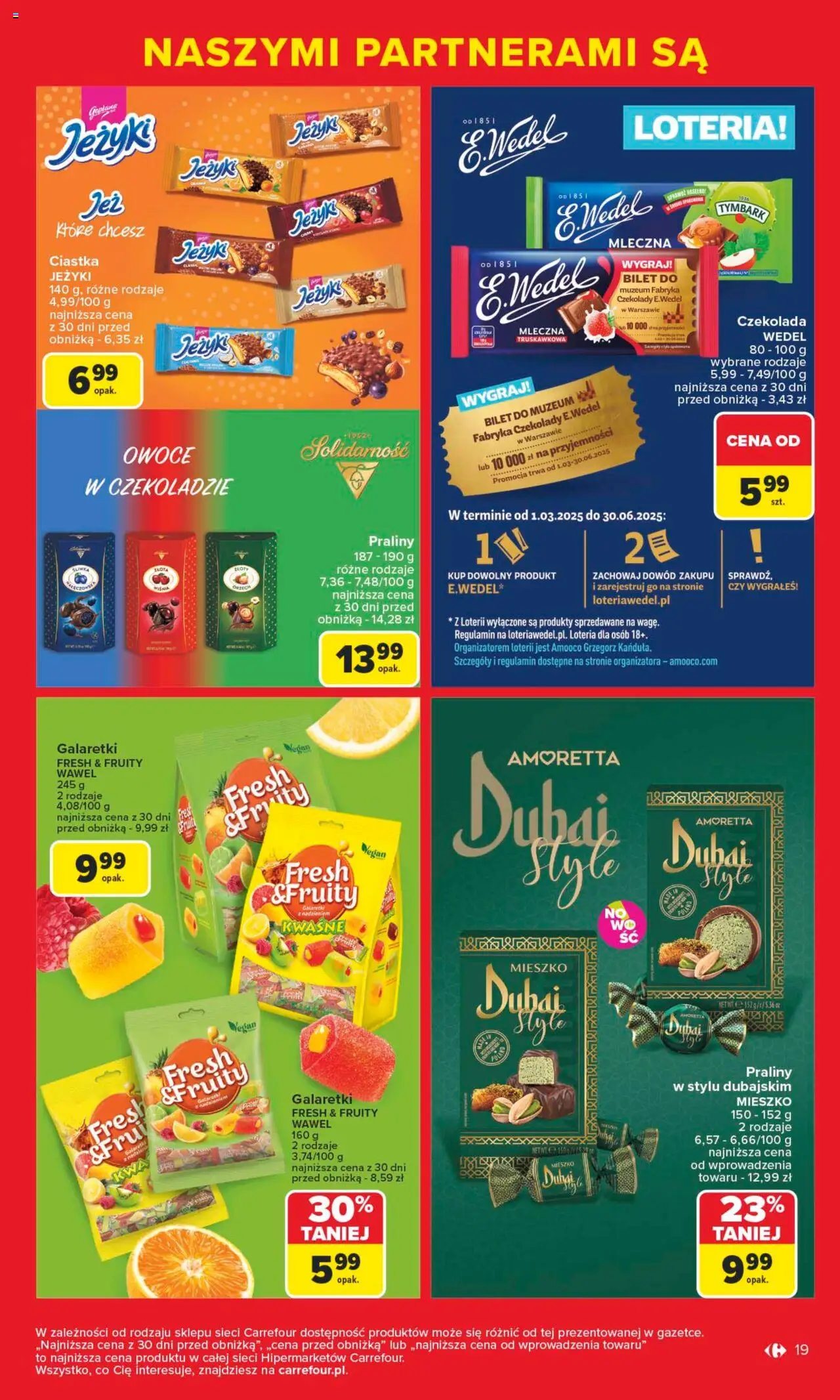 Carrefour Gazetka - Markowe okazje czekają od 09.06.2025 | Strona: 19 | Produkty: Czekolady, Galaretki, Praliny, Ciastka
