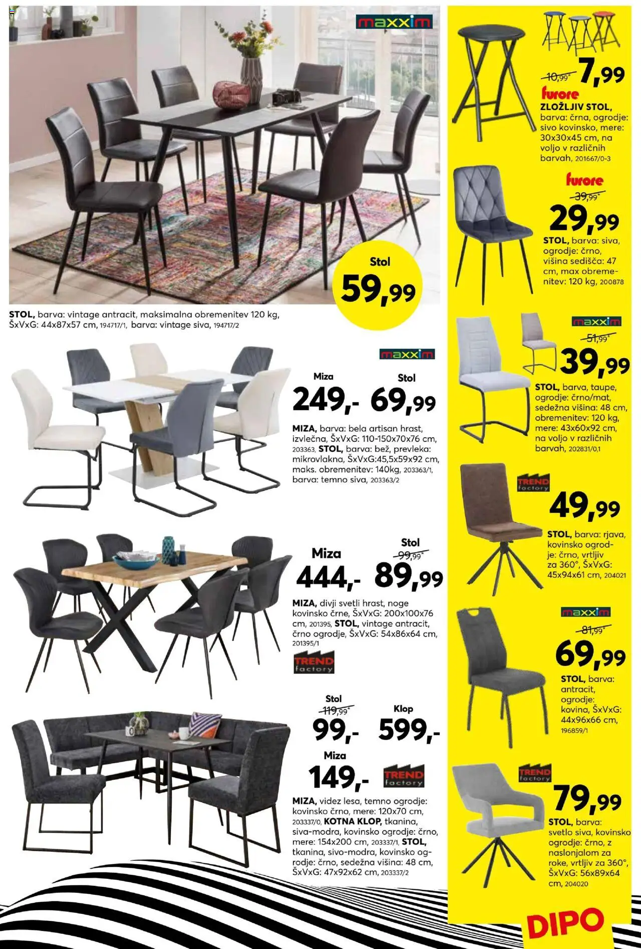 Dipo katalog │ velja od 20.08.2025 | Stran: 9 | Izdelki: Prevleka, Miza, Stol, Barva