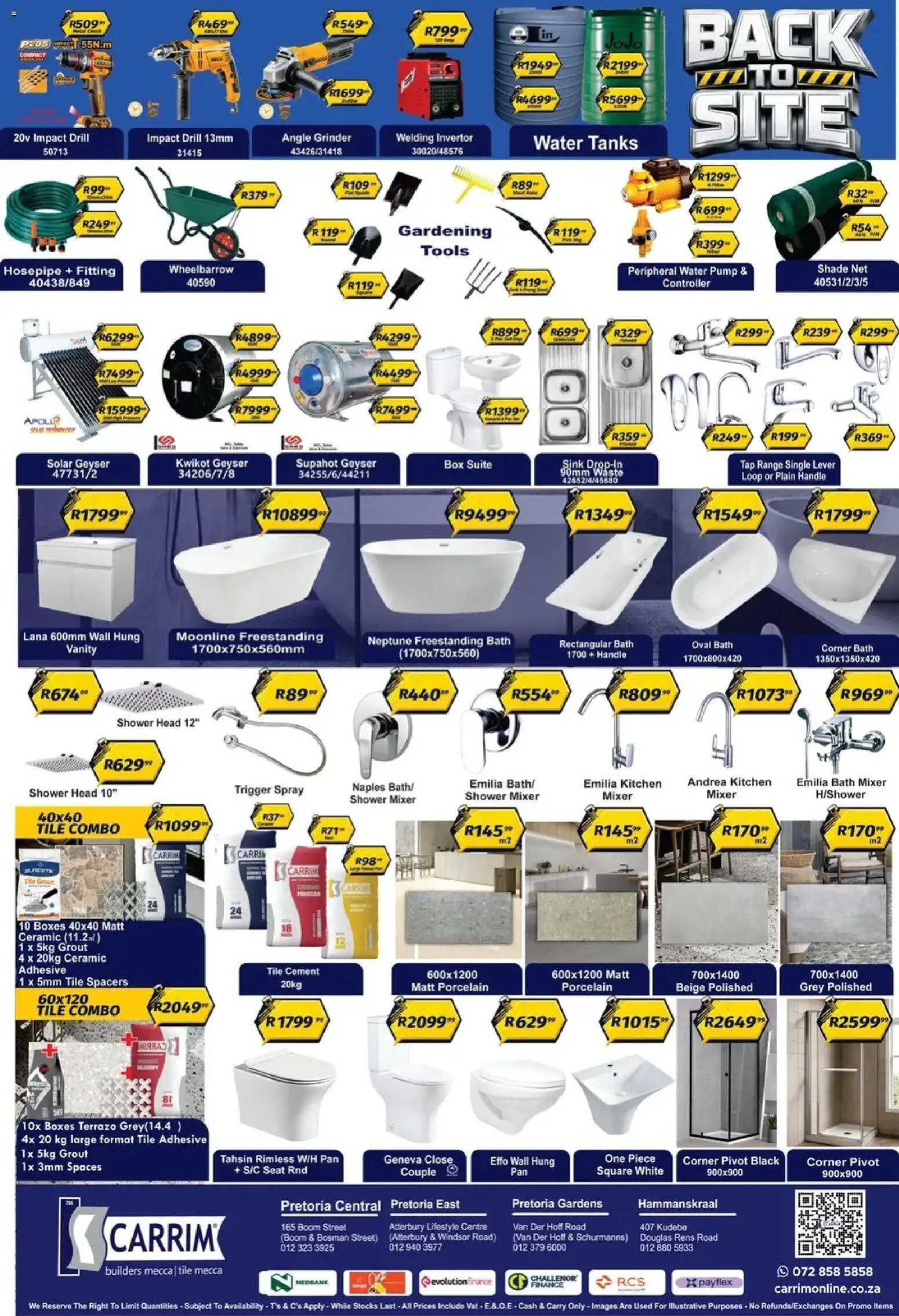 New K. Carrim catalogue – valid from 23.01.2026 | Page: 2 | Products: Grinder, Mixer, Drill, Wheelbarrow