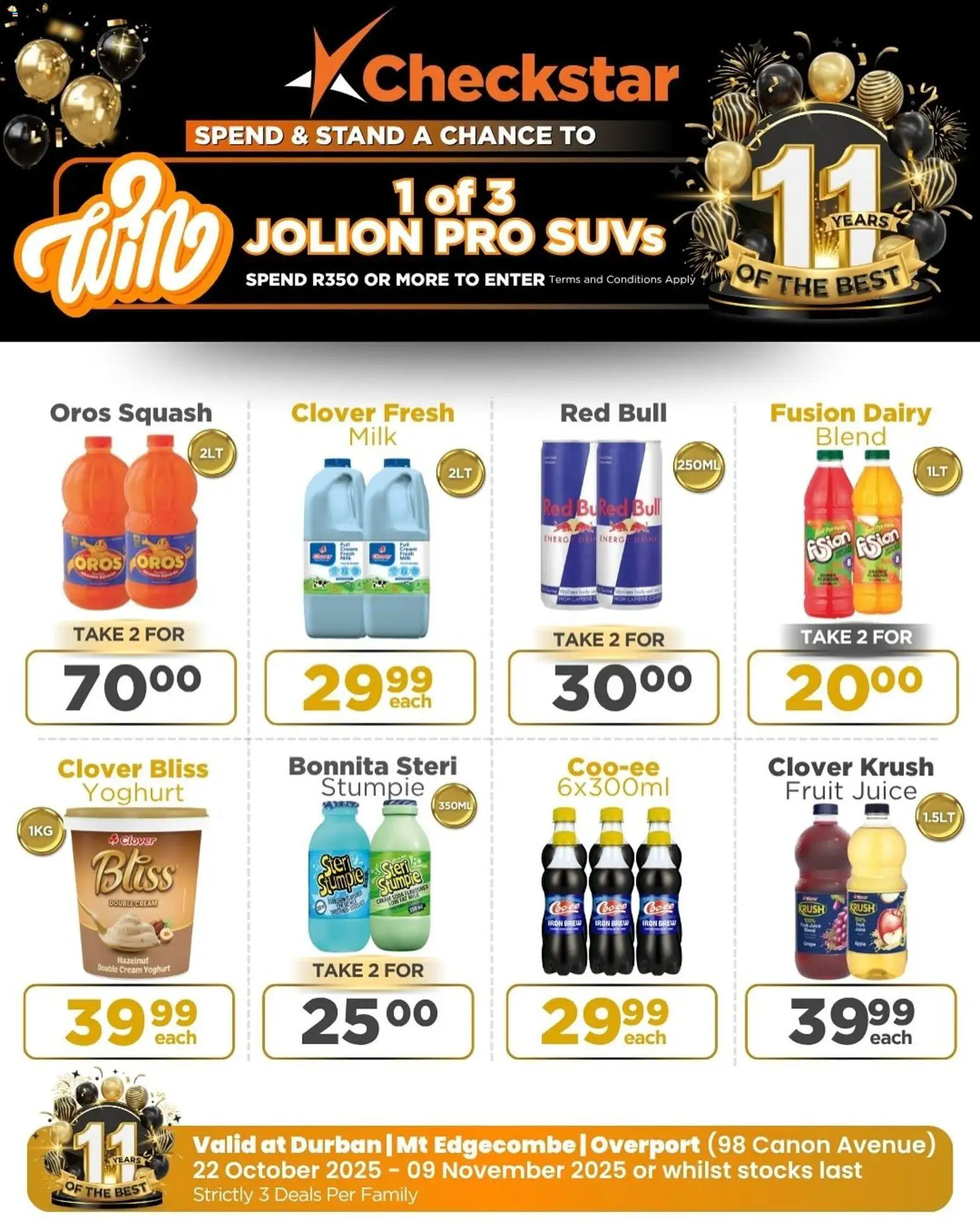 New Check Star catalogue – valid from 22.10.2025 | Page: 3 | Products: Yoghurt, Squash, Milk, Fruit