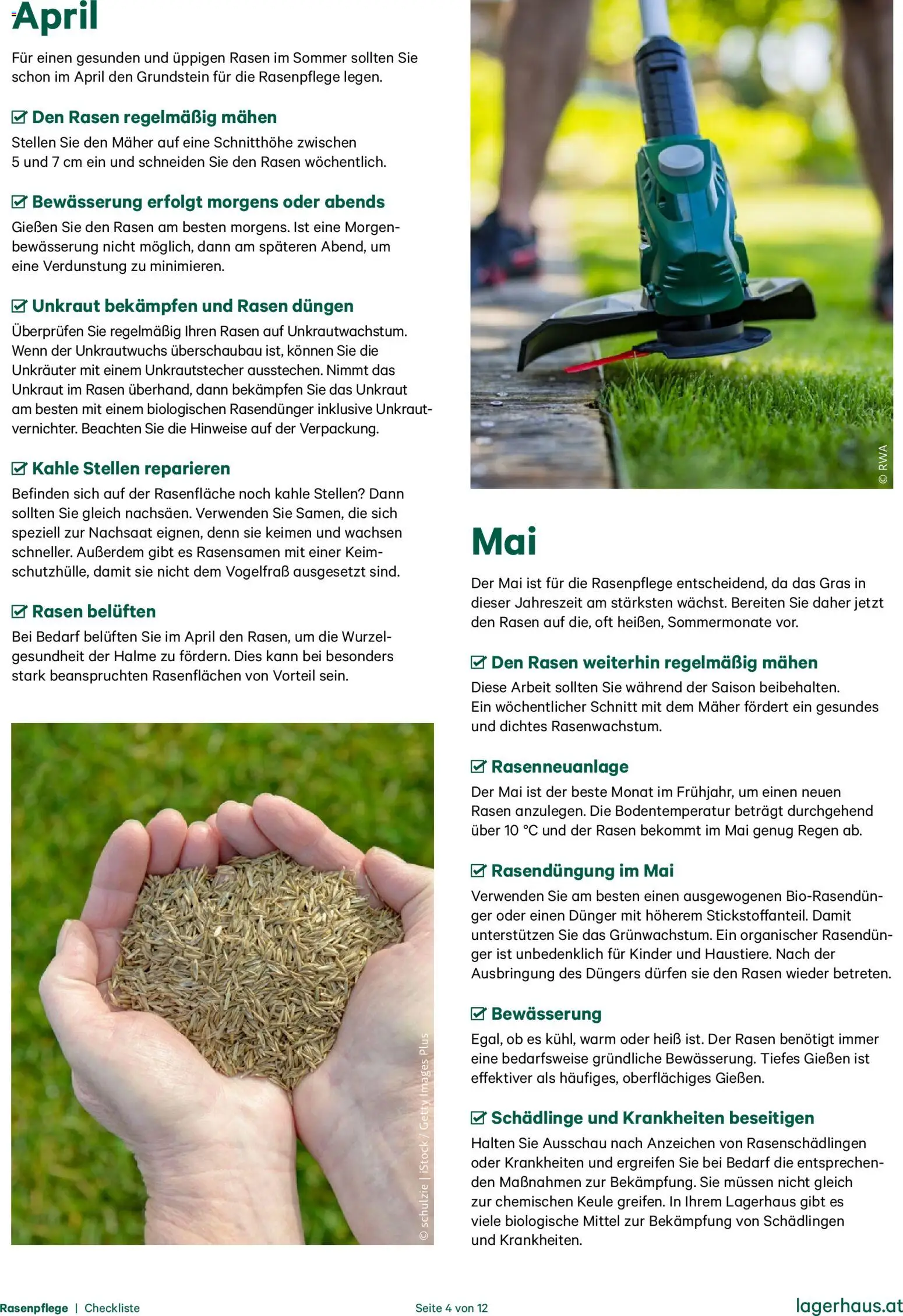 Lagerhaus  Checkliste Rasenpflege gültig ab 01.01.2025 | Seite: 4