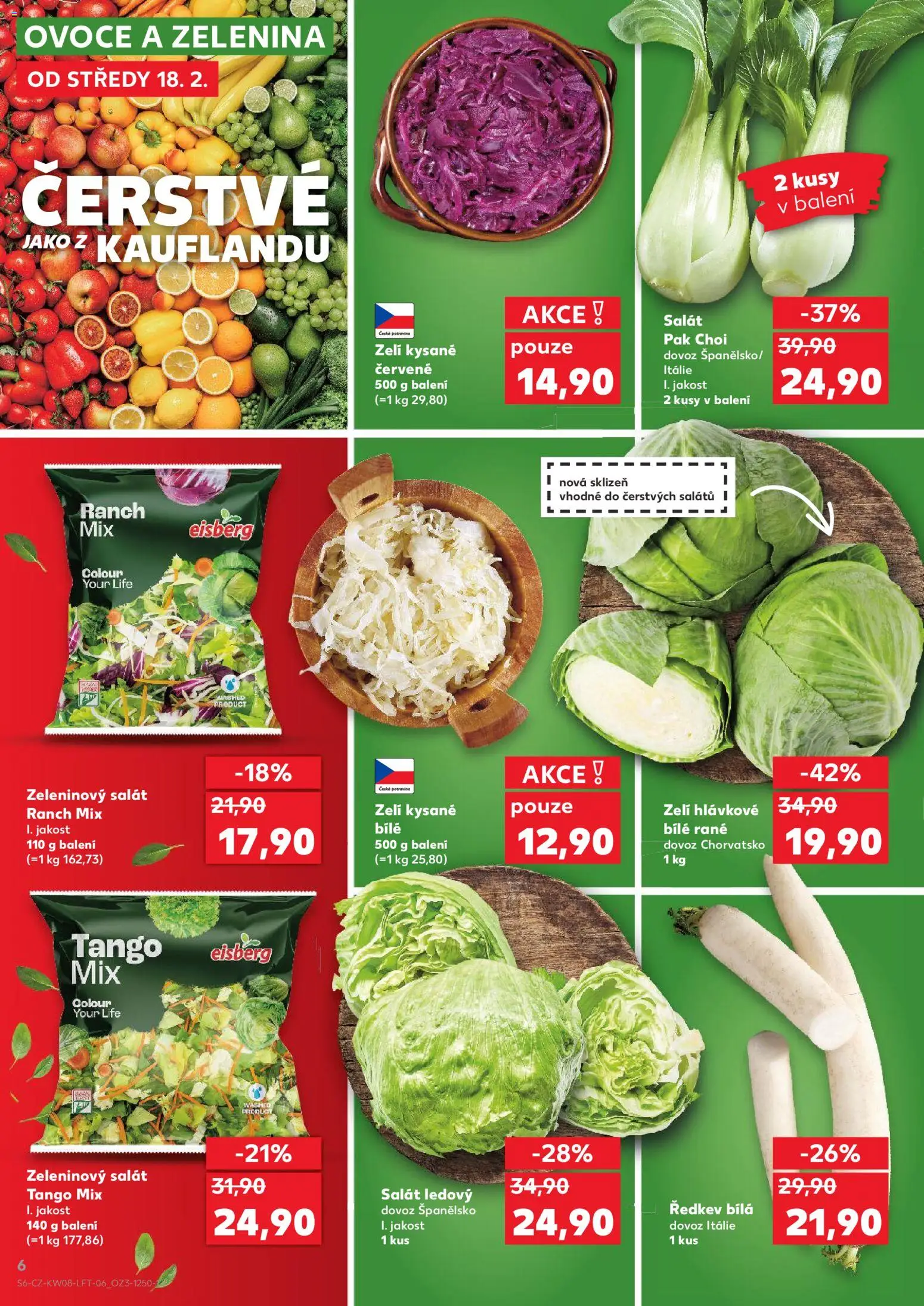 Kaufland leták - Ostrava od 18.02.2026 | Strana: 6 | Produkty: Ovoce a zelenina, Zelí, Salát, Zelenina