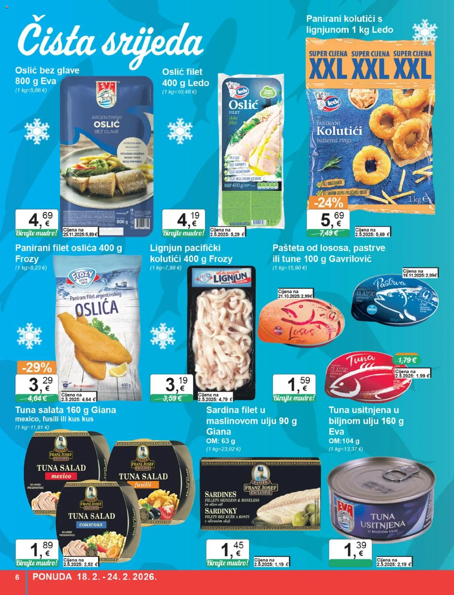 KTC katalog | vrijedi od 18.02.2026 | Stranica: 6 | Proizvodi: Pašteta, Sardina, Oslić, Tuna