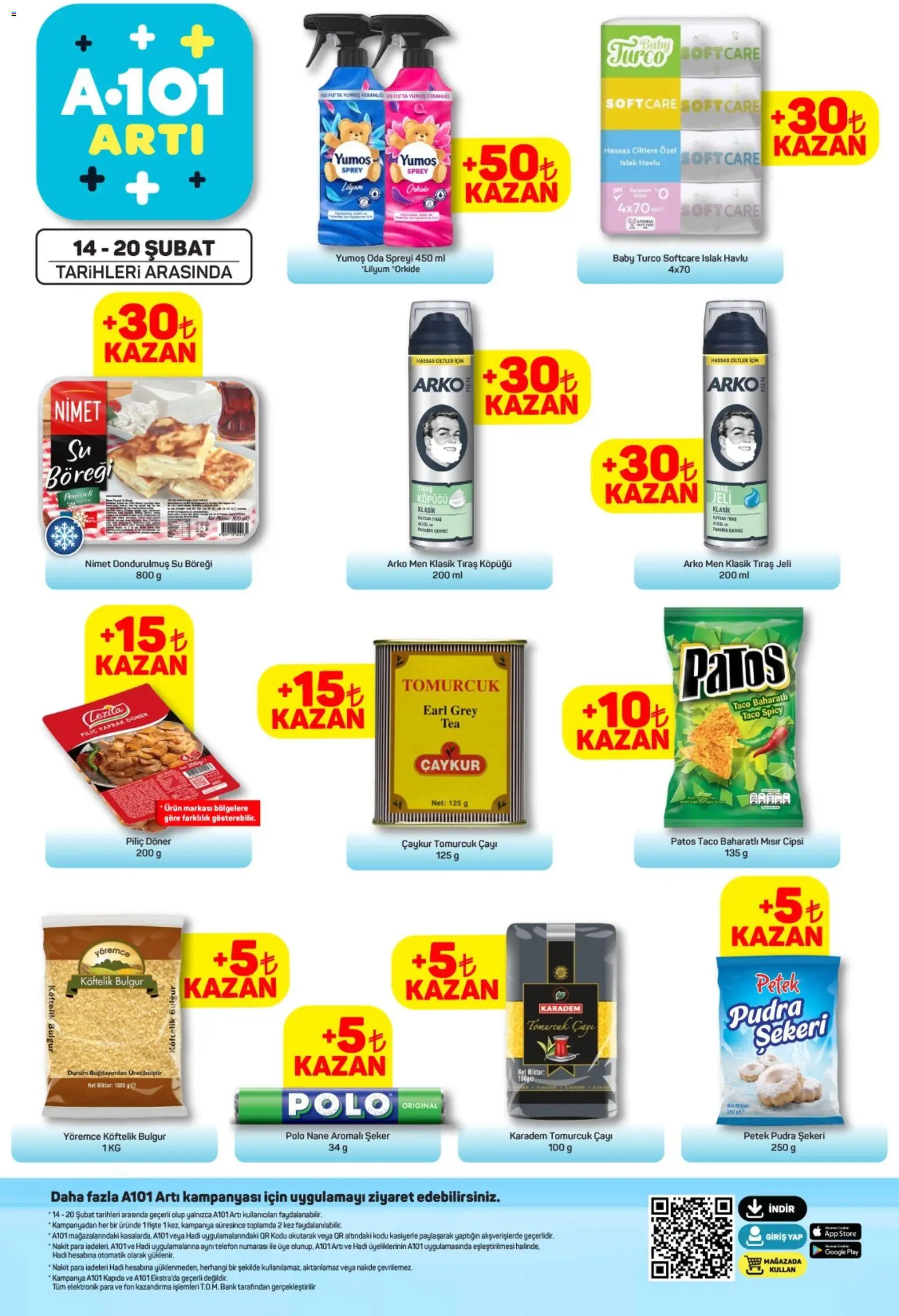 A101 Arti - 14.02.2026 tarihinden itibaren geçerlidir | Sayfa: 1 | Ürünler: Tıraş köpüğü, Pudra, Su, Mısır