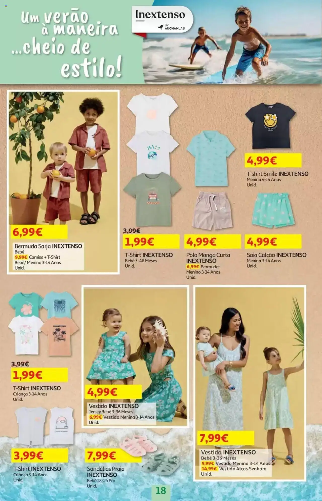 Auchan - Folheto Viagem e Praia │ válido de 02.06.2025 | Página: 18 | Produtos: Saia, Camisa, Calção, Sandálias