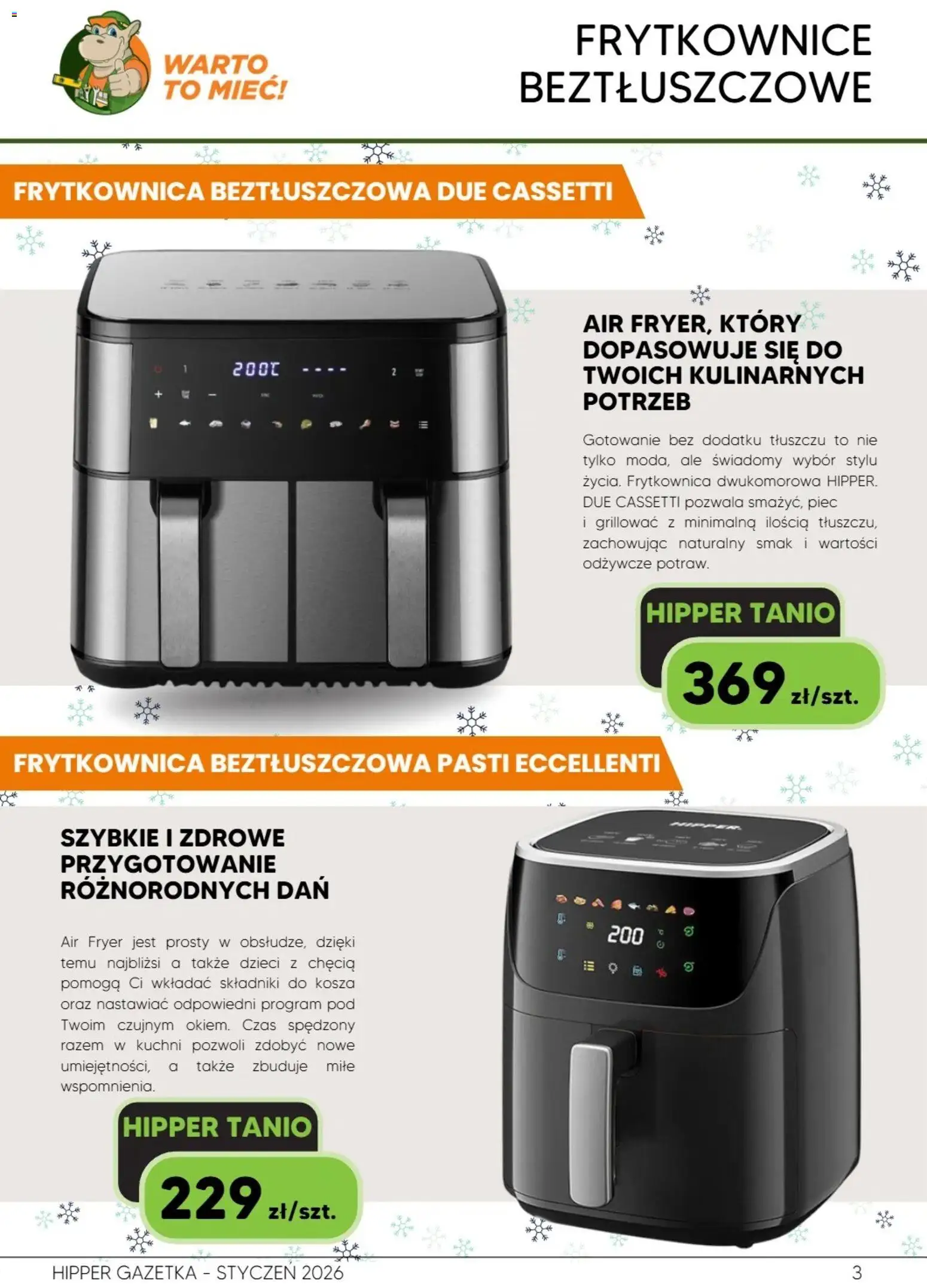 Hipper Gazetka od 10.01.2026 | Strona: 3 | Produkty: Frytkownica, Frytkownica beztłuszczowa