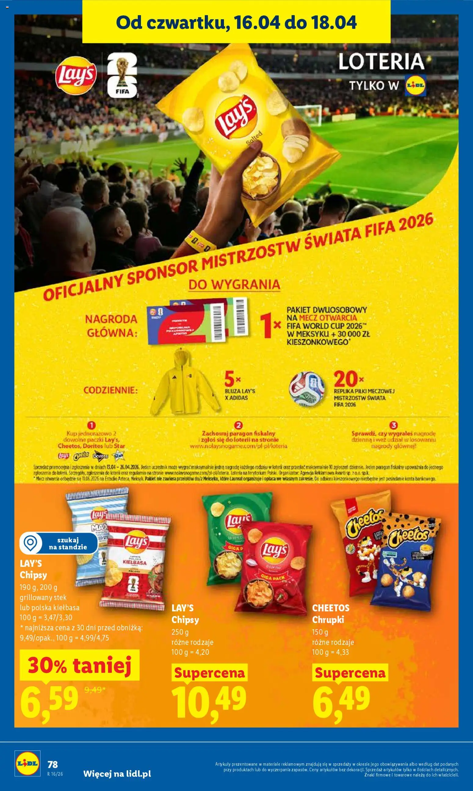 Lidl Polsko leták od 16.04.2026 | Strana: 78 | Produkty: Doritos, Cheetos, Lay's, Chipsy