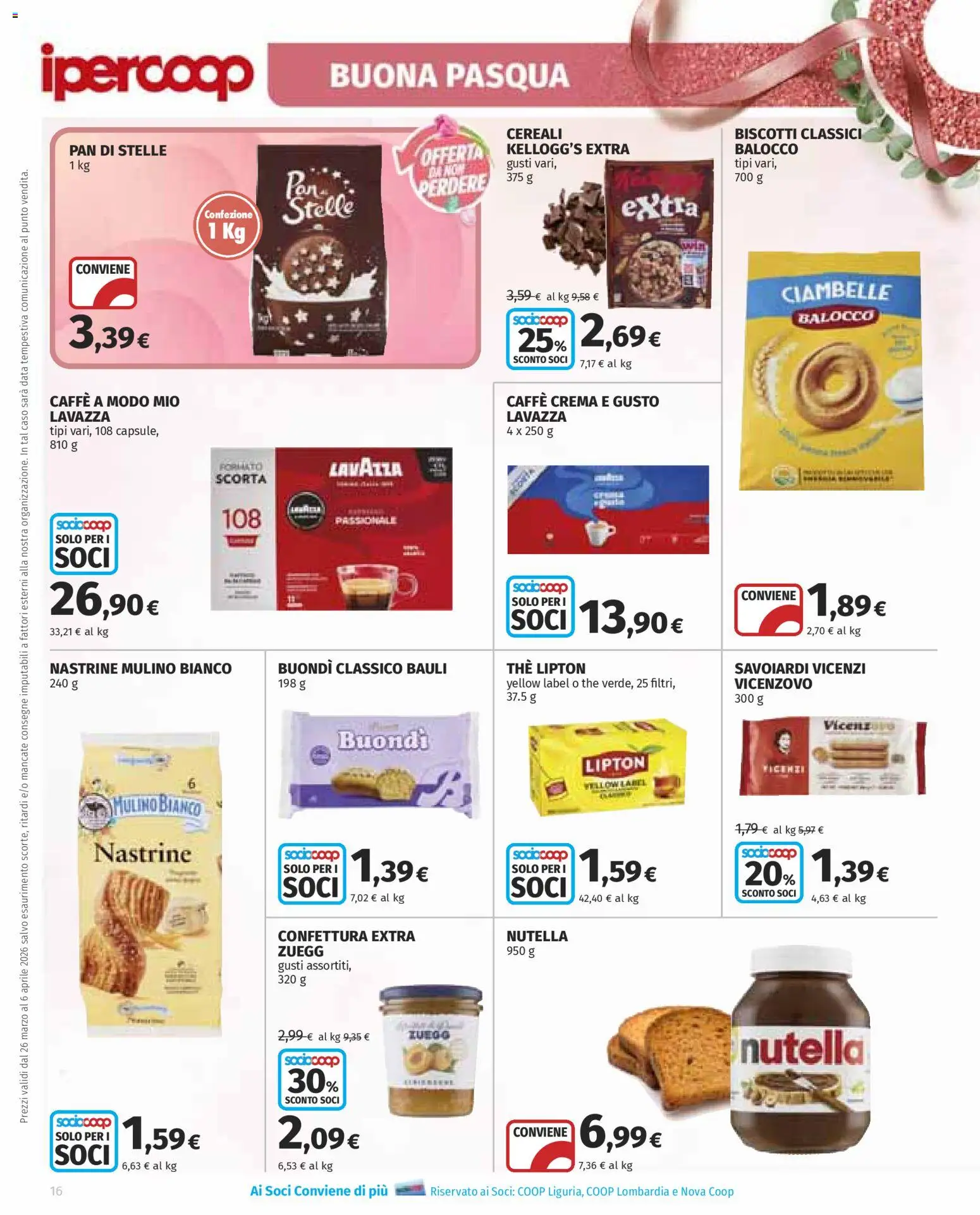 Volantino Ipercoop del 26.03.2026 | Pagina: 16 | Prodotti: Crema, Nutella, Data, Savoiardi
