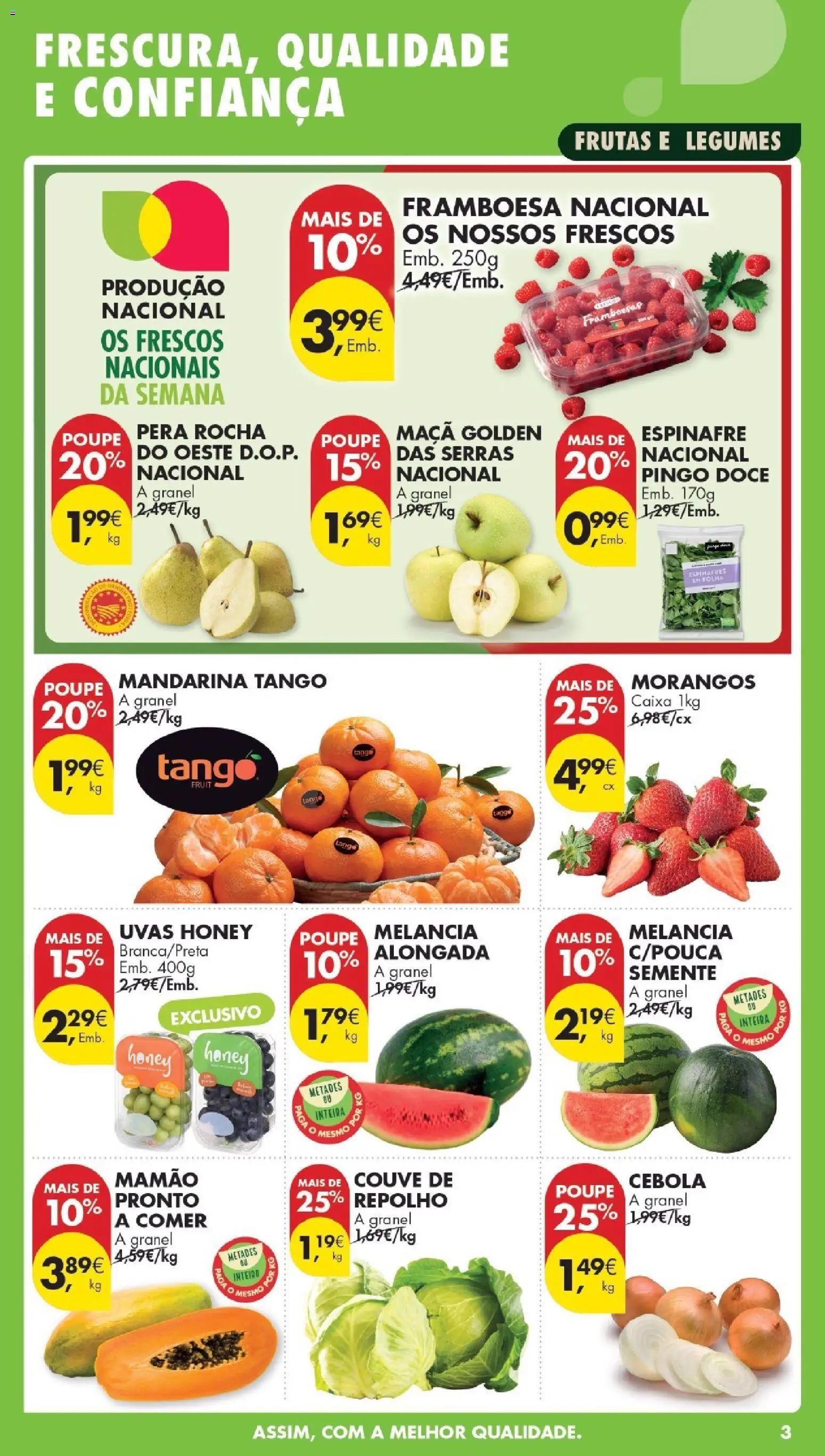 Pingo Doce Poupe Esta Semana Madeira │ válido de 14.04.2026 | Página: 3 | Produtos: Espinafres, Framboesas, Cebola, Maça