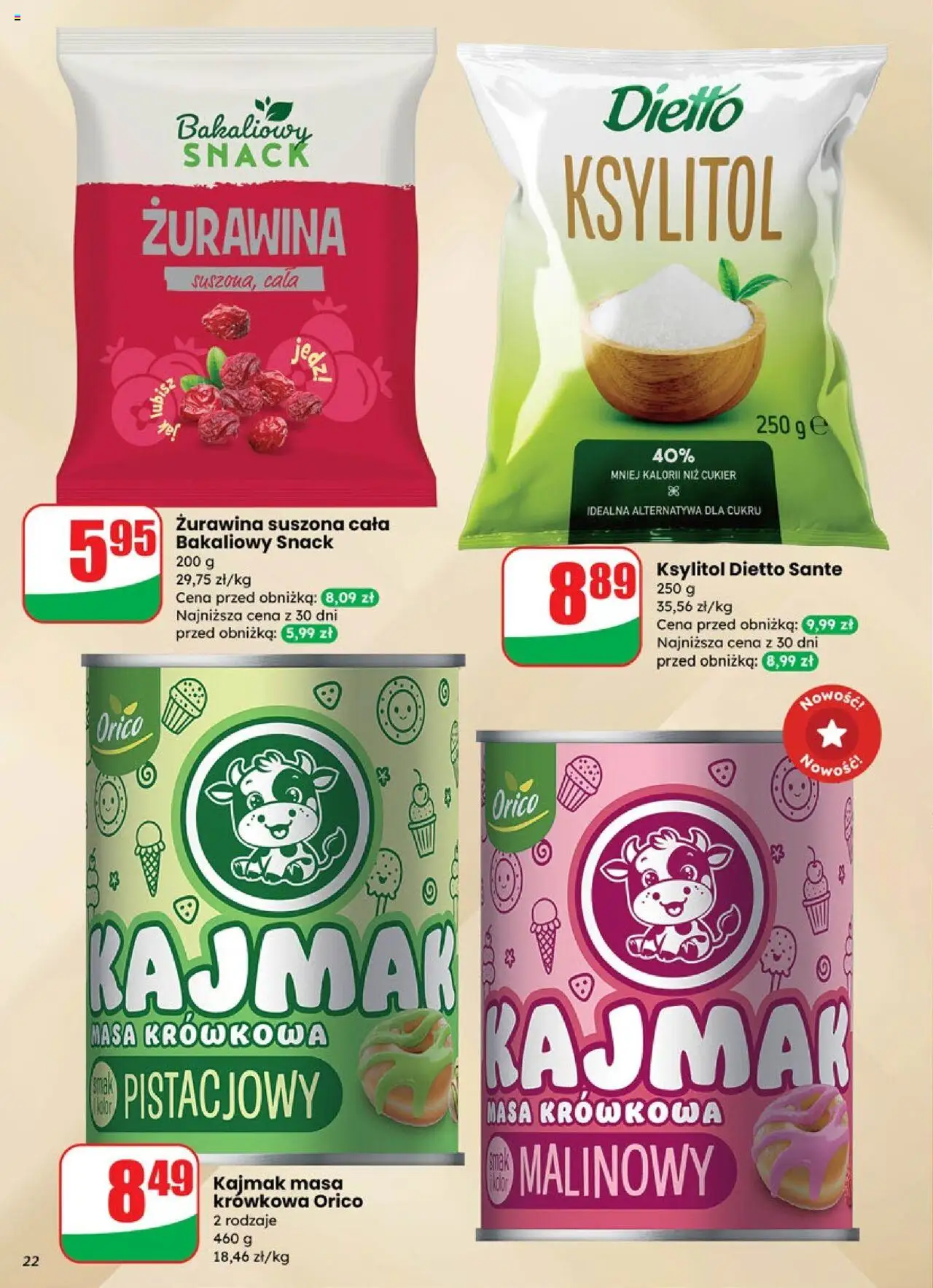 Dino Gazetka od 01.10.2025 | Strona: 22 | Produkty: Ksylitol, Żurawina, Kajmak, Cukier