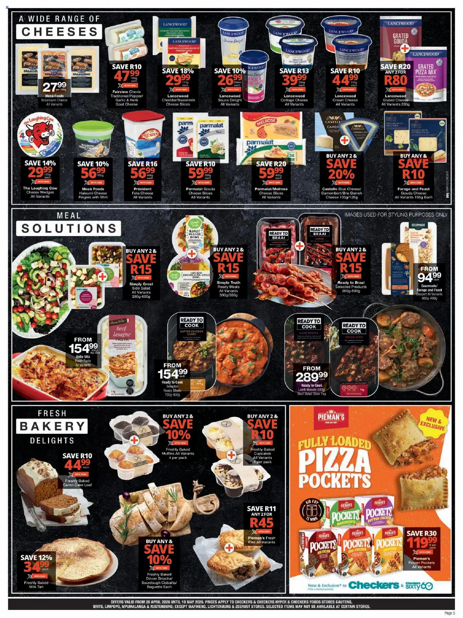 New Checkers catalogue – valid from 20.04.2026 | Page: 3 | Products: Bowl, Butter, Cream, Cottage cheese