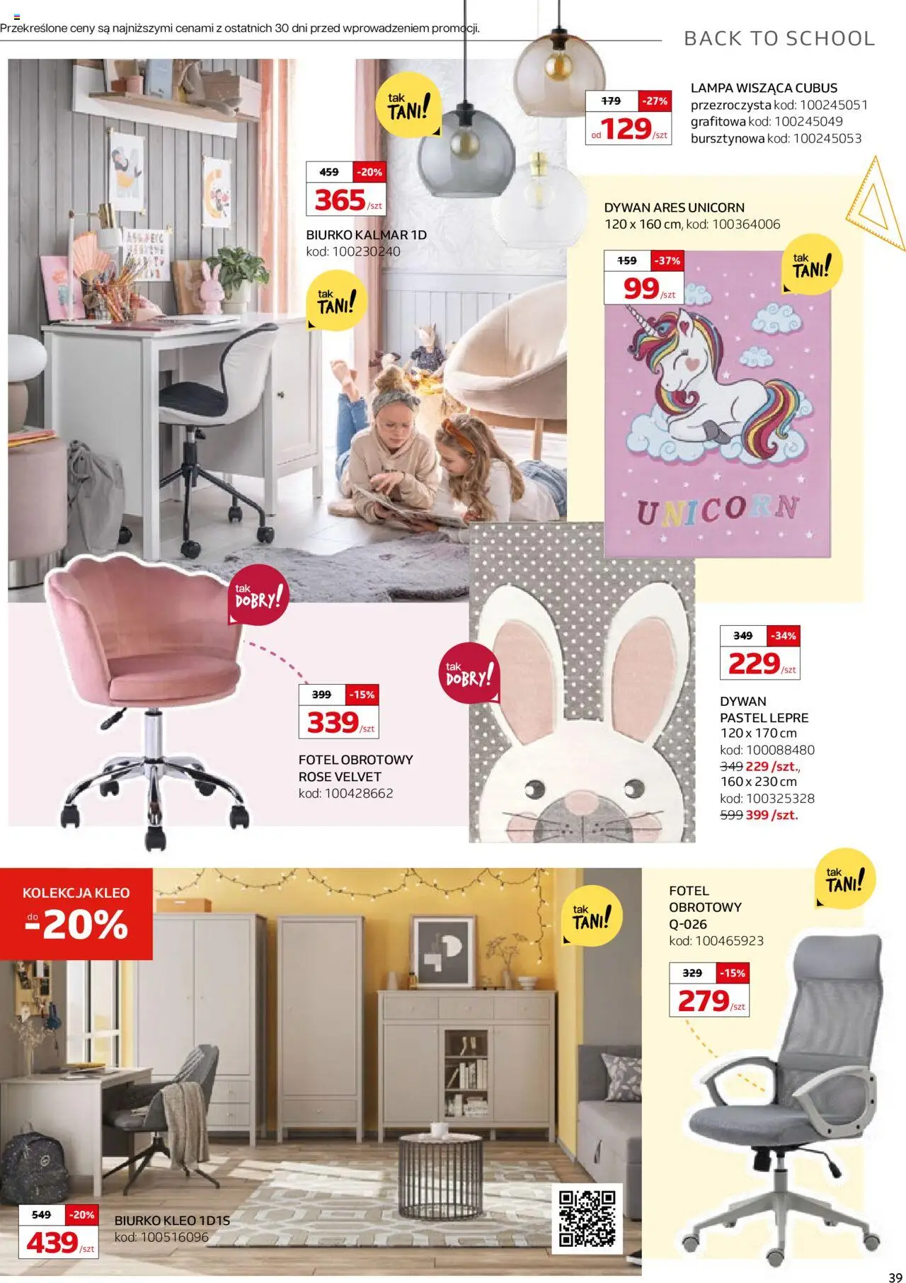 Komfort Gazetka od 11.08.2025 | Strona: 39 | Produkty: Fotel, Biurko, Dywan, Lampa