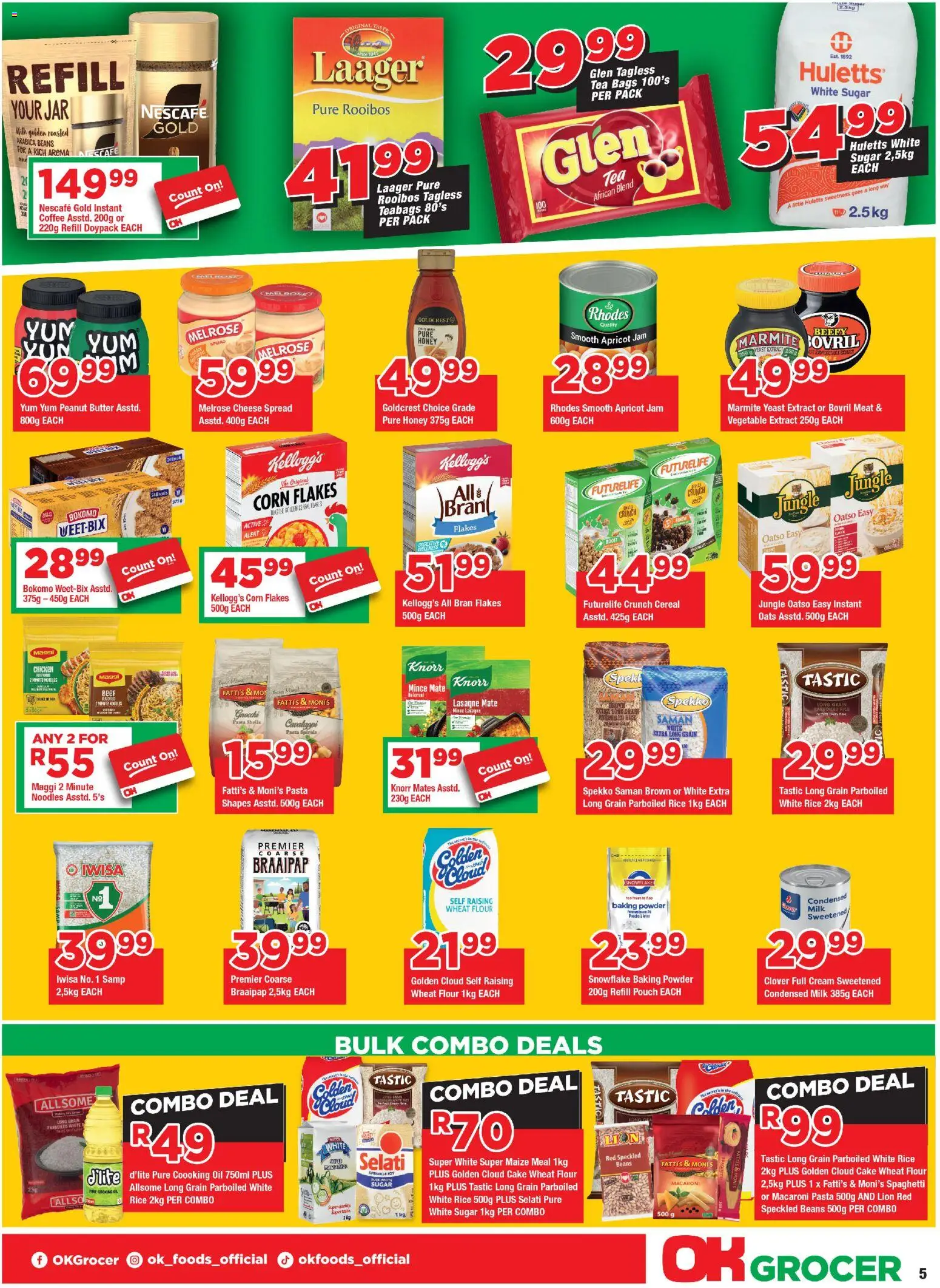 New OK Foods catalogue – valid from 25.02.2026 | Page: 5 | Products: Beans, Coffee, Rice, Peanut butter