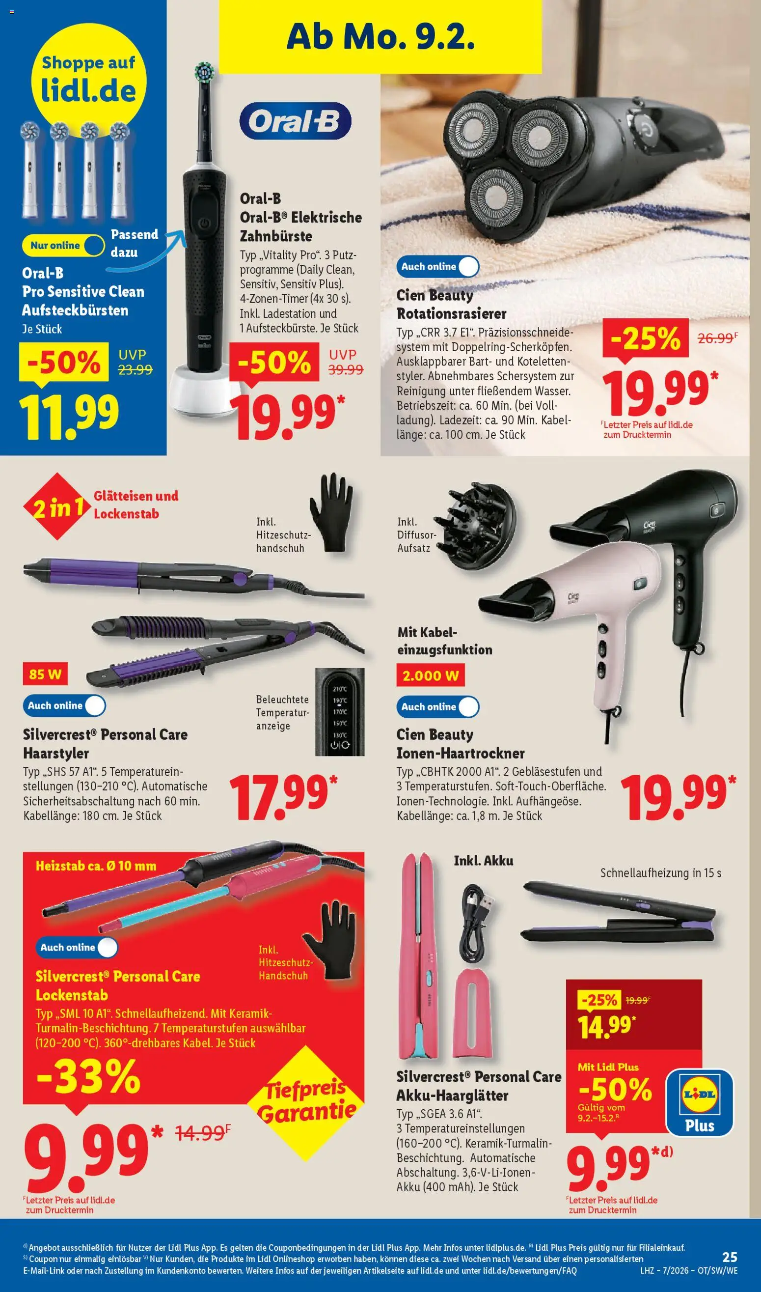 Lidl Prospekt Bernsdorf – gültig ab 09.02.2026 | Seite: 43 | Produkte: Kabel, Lockenstab, Zahnbürste, Glätteisen