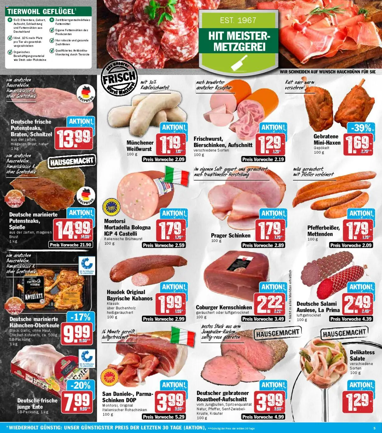 HIT Prospekt 	 - gültig ab dem 25.08.2025 | Seite: 5 | Produkte: Weißwurst, Spieße, Schnitzel, Ente