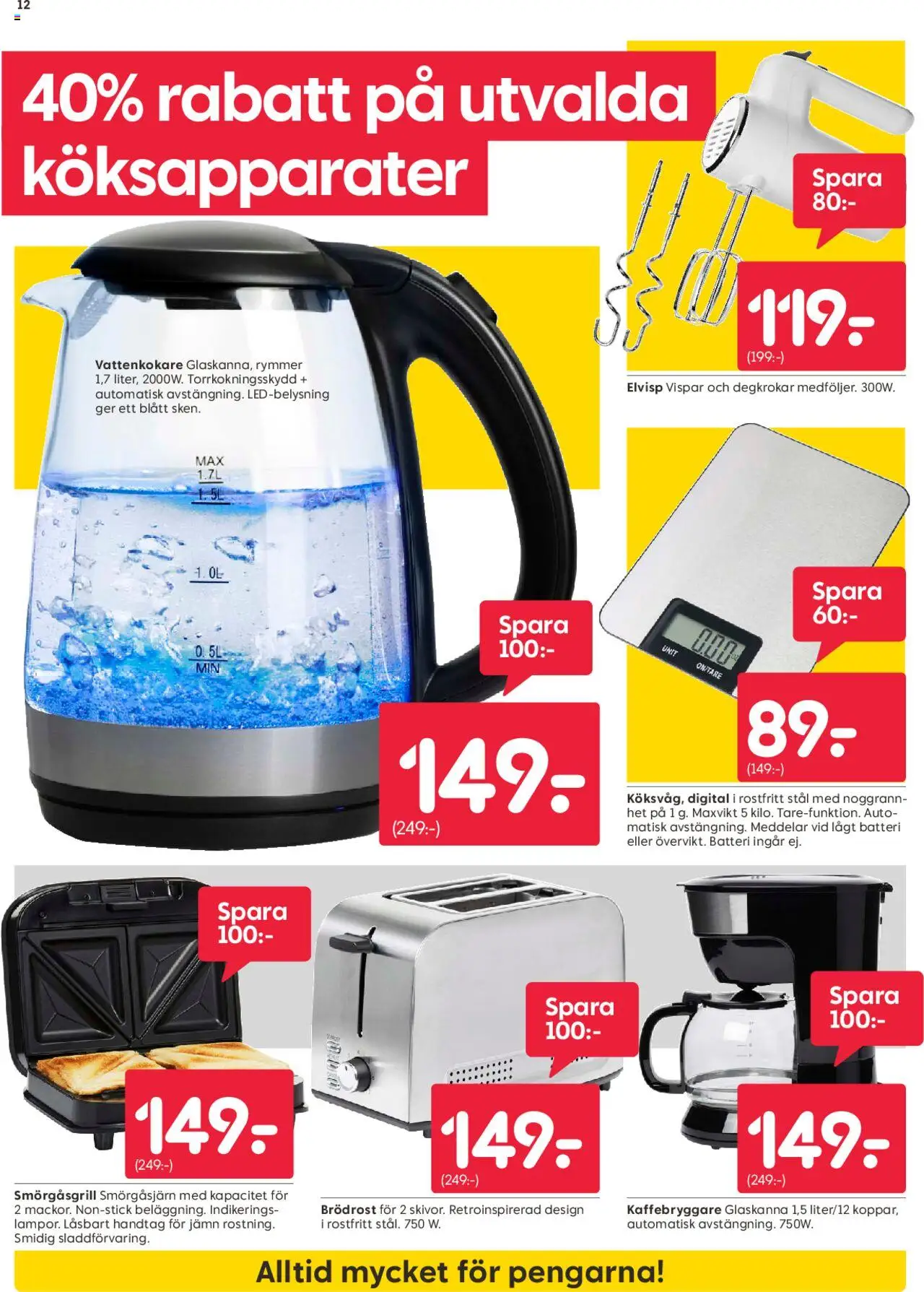 Rusta reklamblad aktuell från 25.08.2025 | Sida: 12 | Produkter: Kaffebryggare, Vattenkokare, Brödrost, Batteri