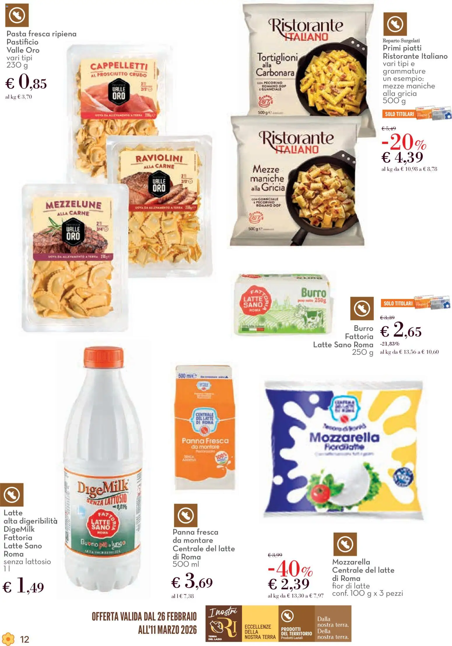 Volantino Conad del 26.02.2026 | Pagina: 12 | Prodotti: Burro, Pecorino Romano, Guanciale, Terra