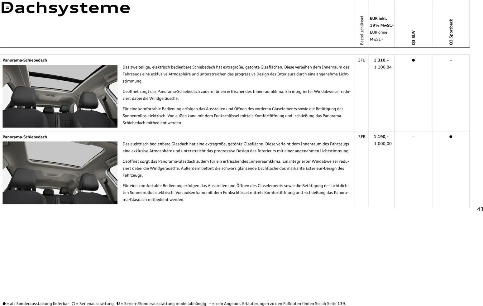 Audi Q3 – gültig ab 09.01.2025 | Seite: 43