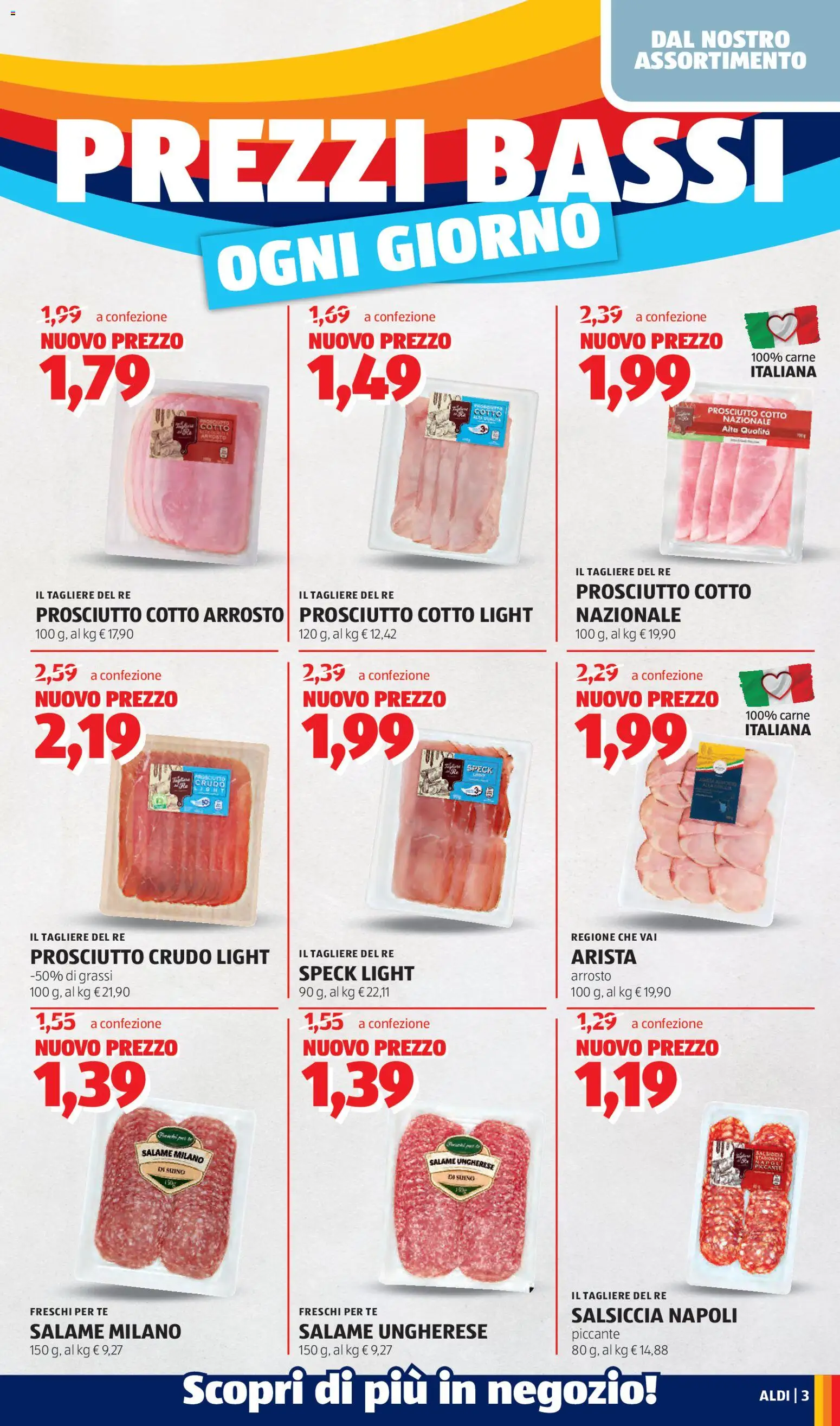 Volantino Aldi del 06.04.2026 | Pagina: 3 | Prodotti: Prosciutto Crudo, Prosciutto Cotto, Suino, Prosciutto