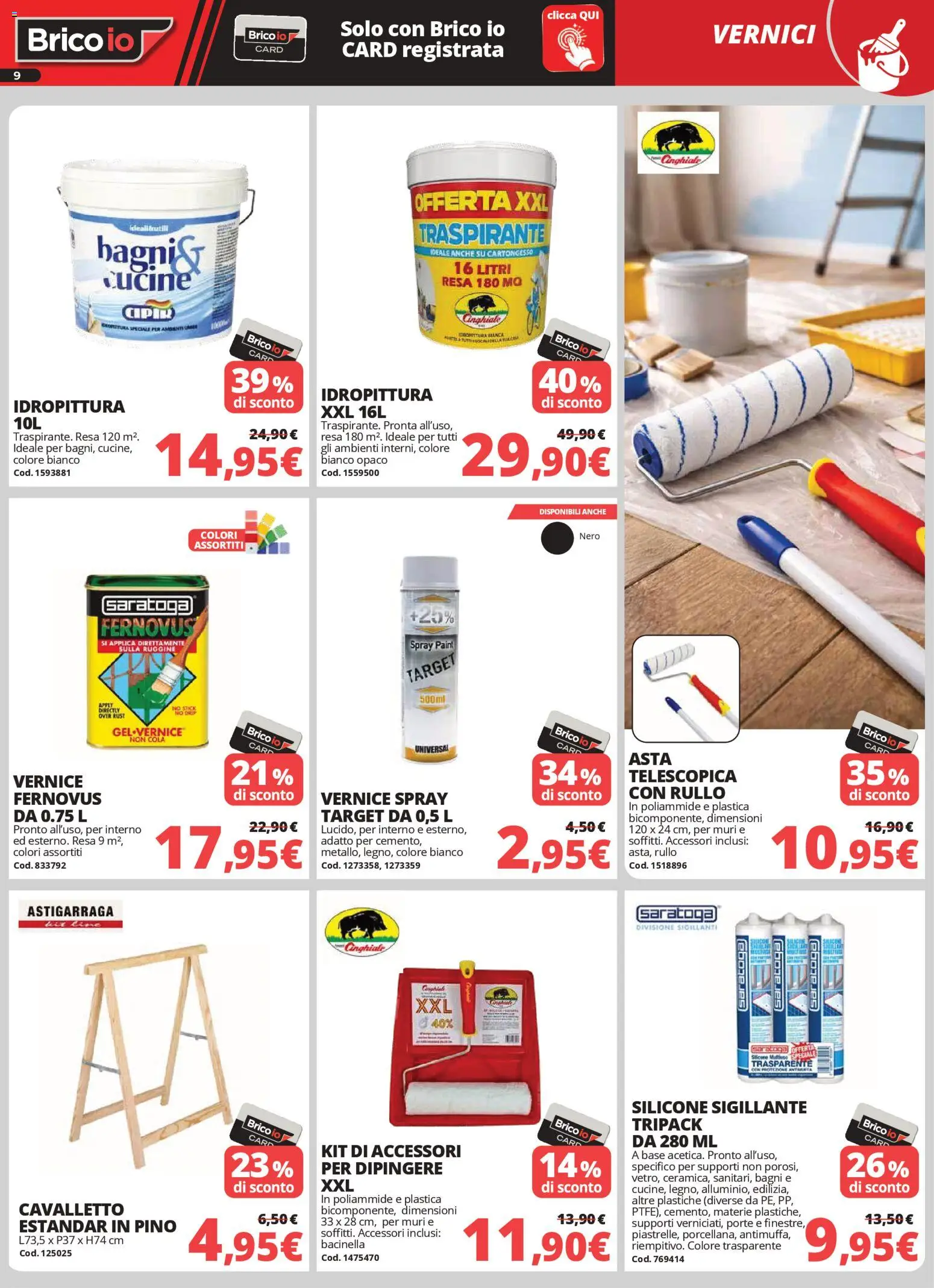 Volantino Brico io del 02.04.2026 | Pagina: 9 | Prodotti: Rullo, Cucine, Silicone