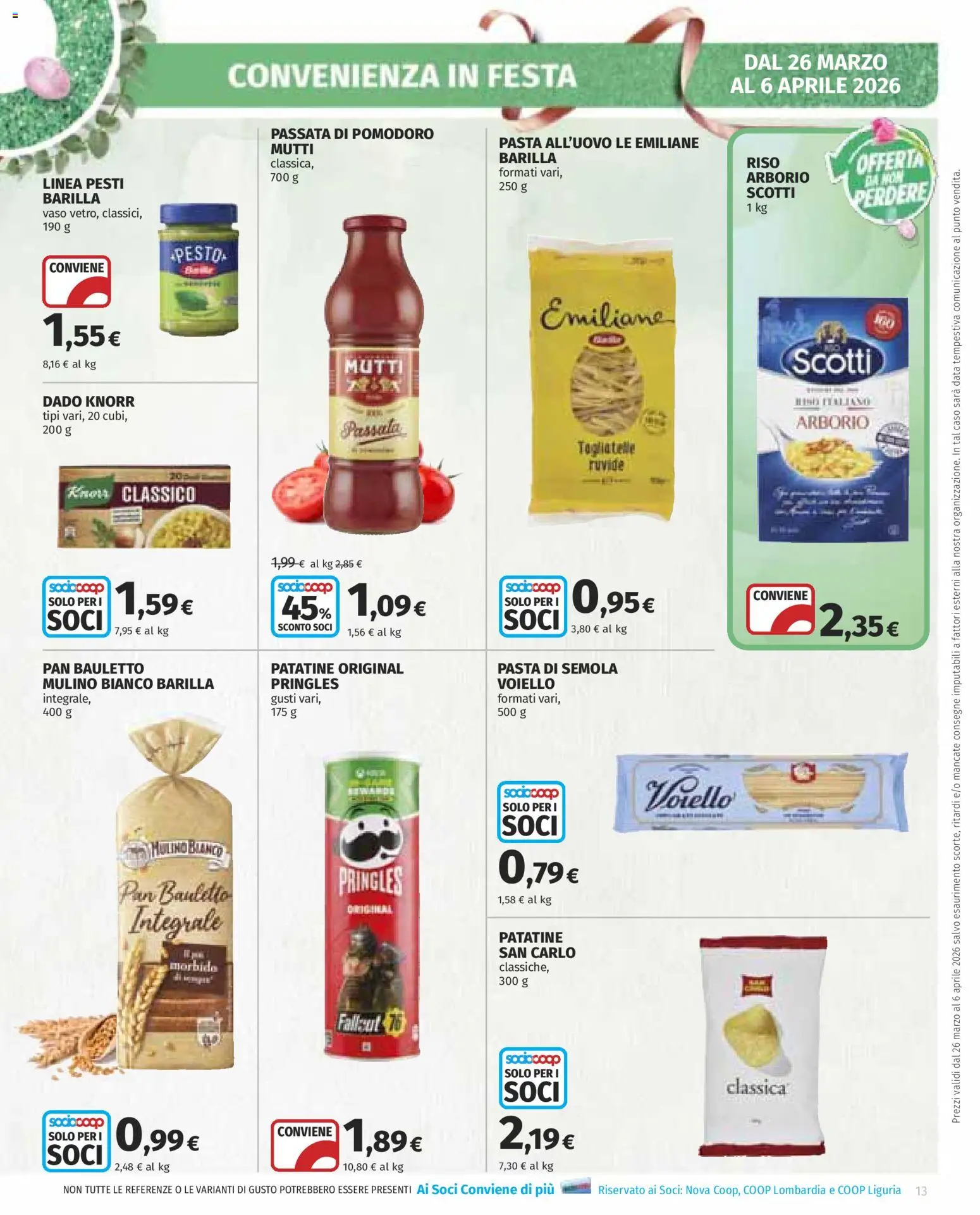 Volantino COOP del 26.03.2026 | Pagina: 13 | Prodotti: Tagliatelle, Patatine, Mutti, Vaso
