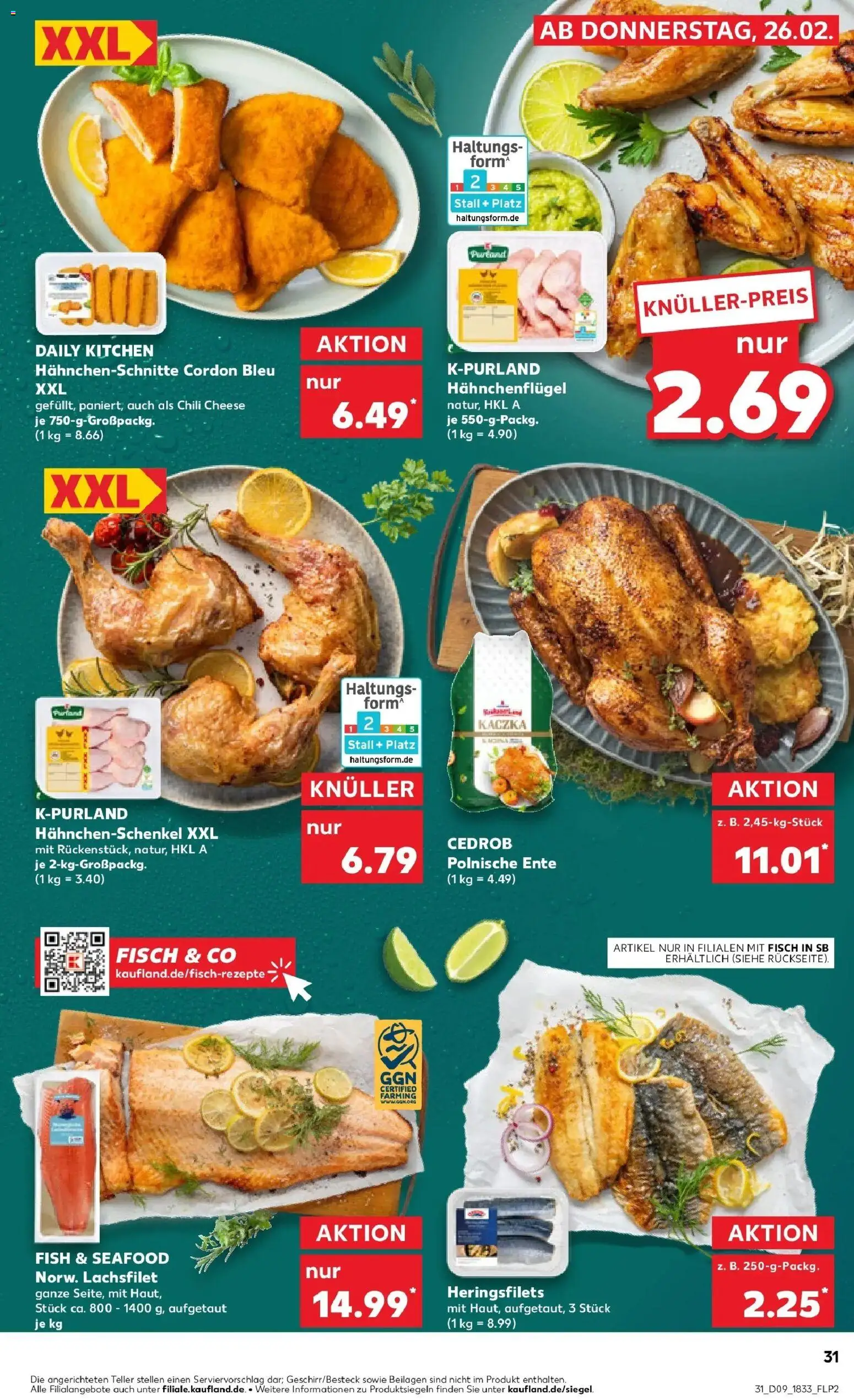 Kaufland prospekt Hamm	 – gültig ab 26.02.2026 | Seite: 31 | Produkte: Hahnchenschenkel, Fisch, Chili, Ente