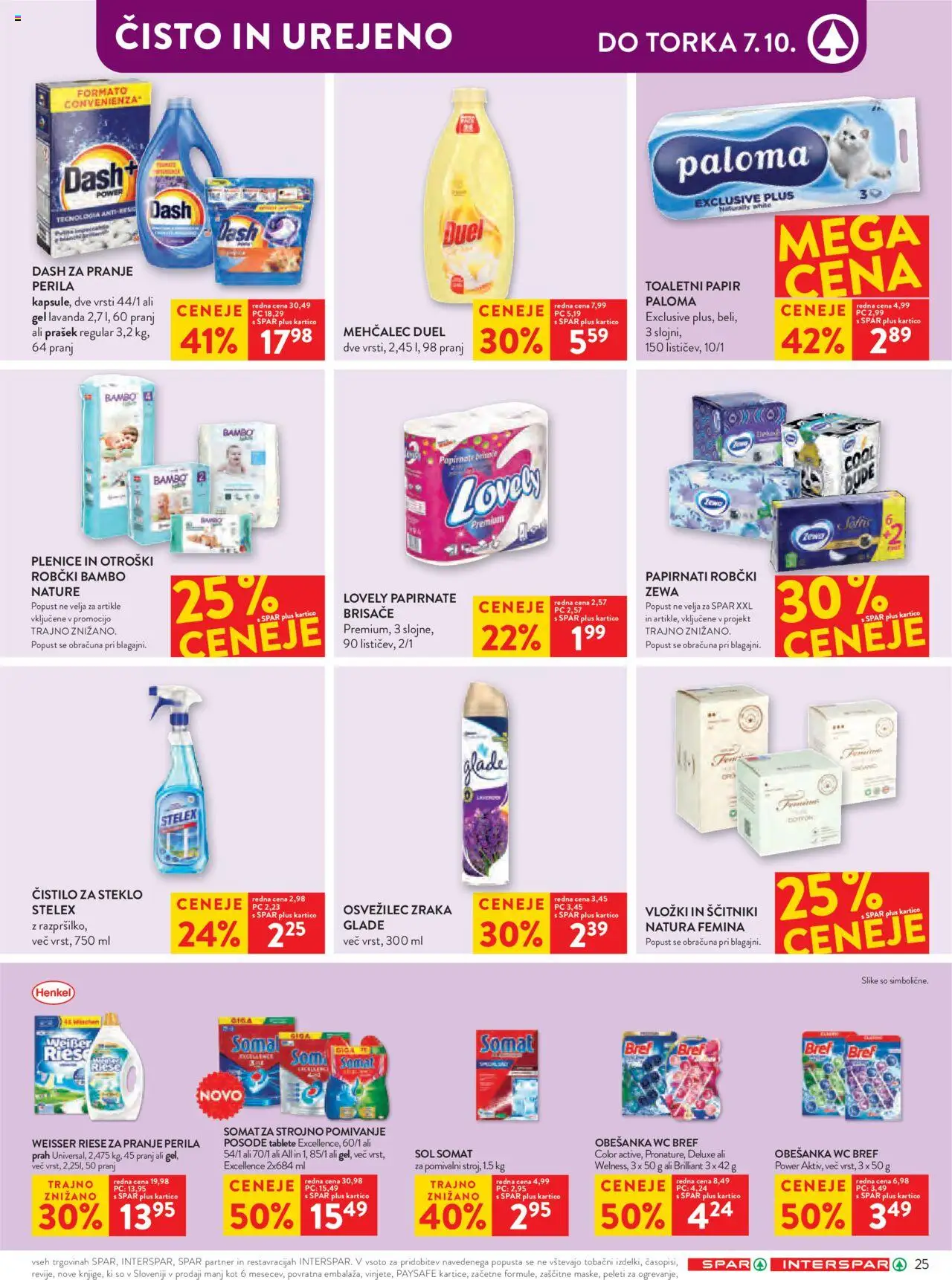 Novi Spar katalog ponudbe – veljaven od 01.10.2025 | Stran: 30 | Izdelki: Plenice, Čistilo za steklo, Toaletni papir, Robčki