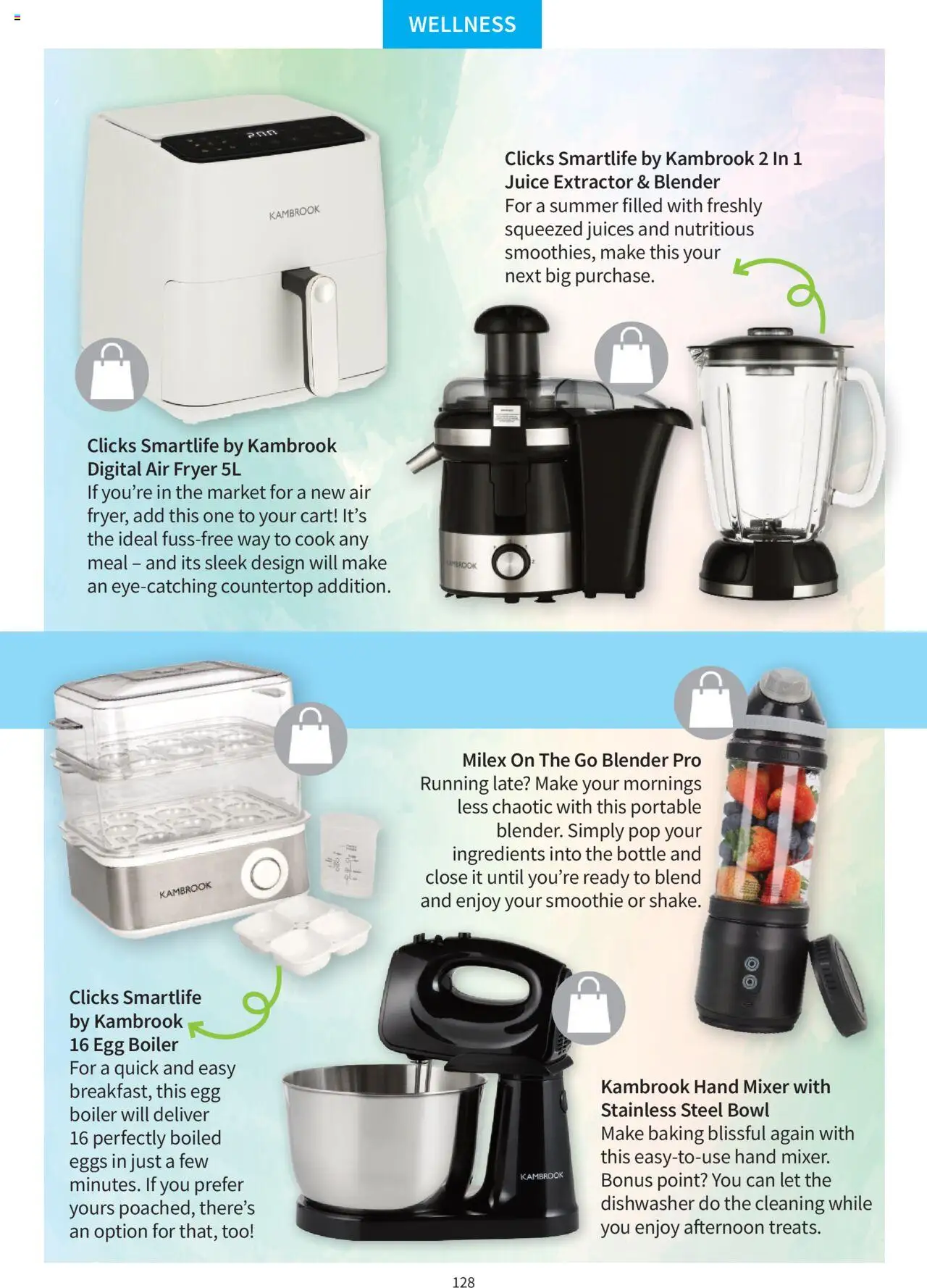 New Clicks catalogue – valid from 01.10.2025 | Page: 128 | Products: Bowl, Mixer, Blender, Air fryer