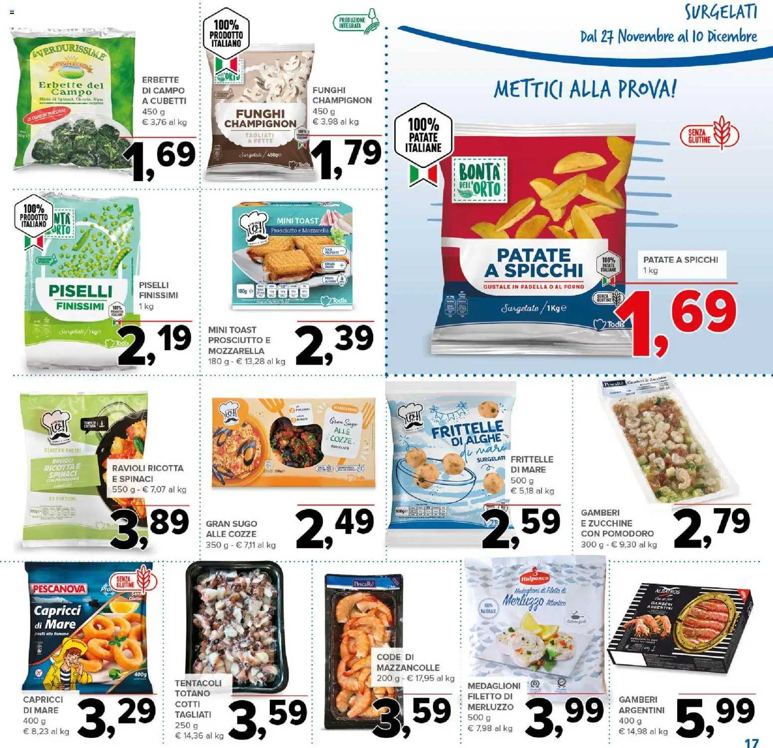 Volantino Todis del 27.11.2025 | Pagina: 17 | Prodotti: Merluzzo, Gamberi, Ricotta, Padella