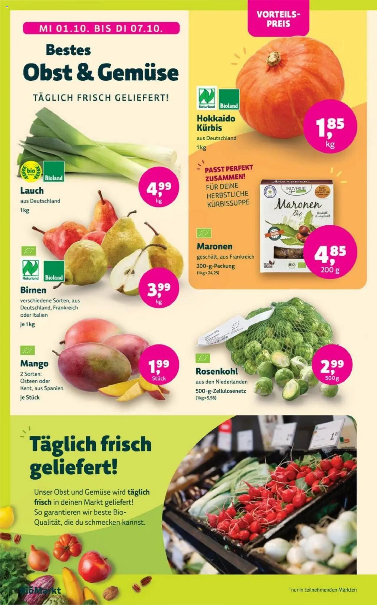 Denns BioMarkt Angebote – gültig ab 24.09.2025 | Seite: 2 | Produkte: Gemüse, Obst, Mango, Kürbis