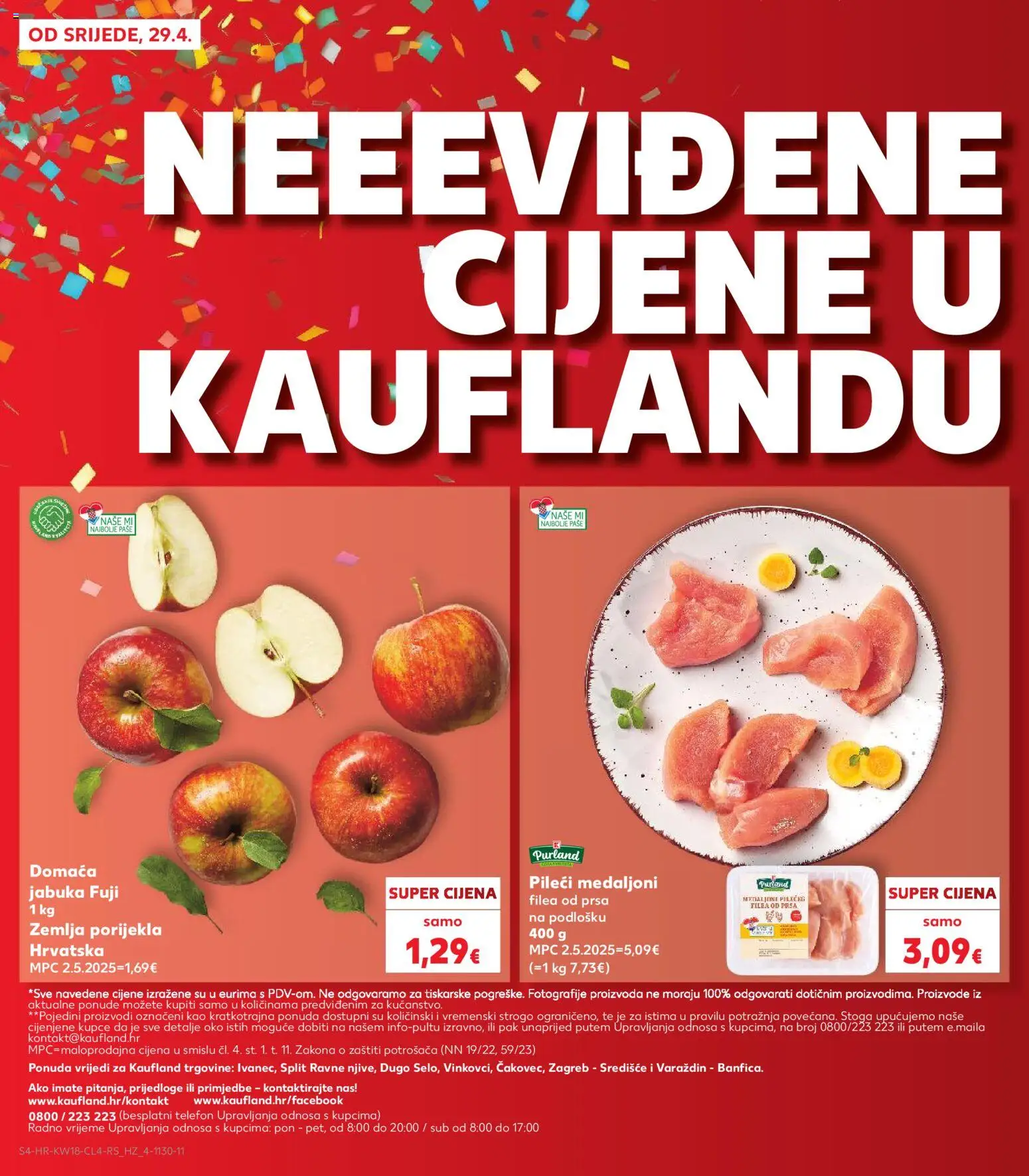 Kaufland katalog | vrijedi od 29.04.2026 | Stranica: 4 | Proizvodi: Pileći medaljoni, Telefon, Jabuka