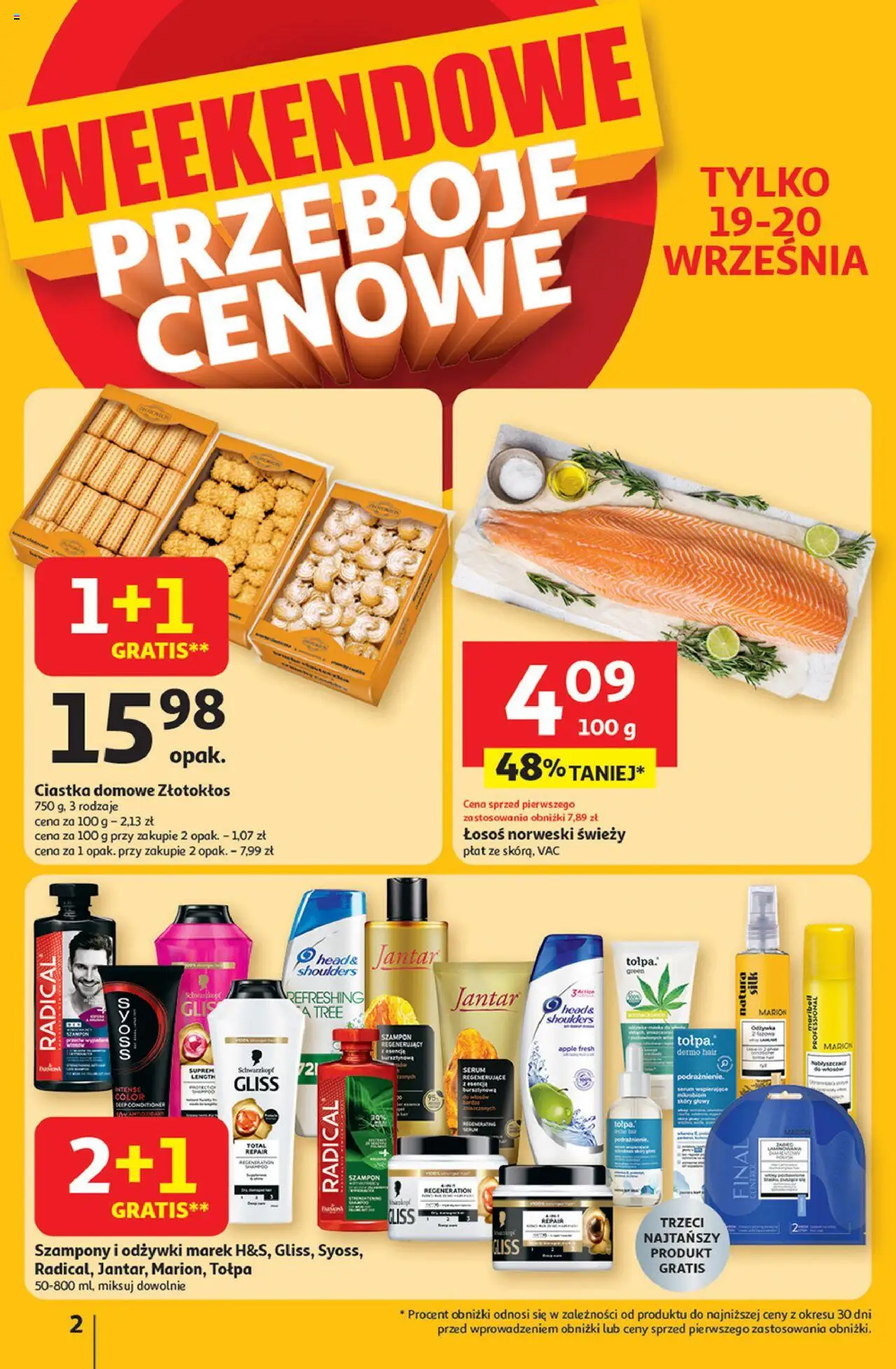 Auchan Gazetka - Pewność niskich cen Hipermarket od 18.09.2025 | Strona: 2 | Produkty: Łosoś, Łosoś norweski, Szampon, Odżywka