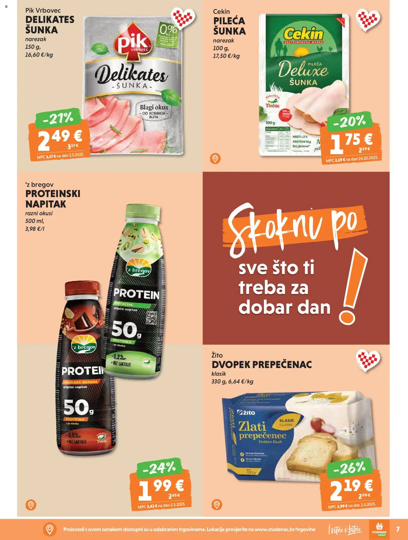 Studenac katalog | vrijedi od 08.04.2026 | Stranica: 7 | Proizvodi: Šunka, Narezak, Dvopek, Pik Vrbovec