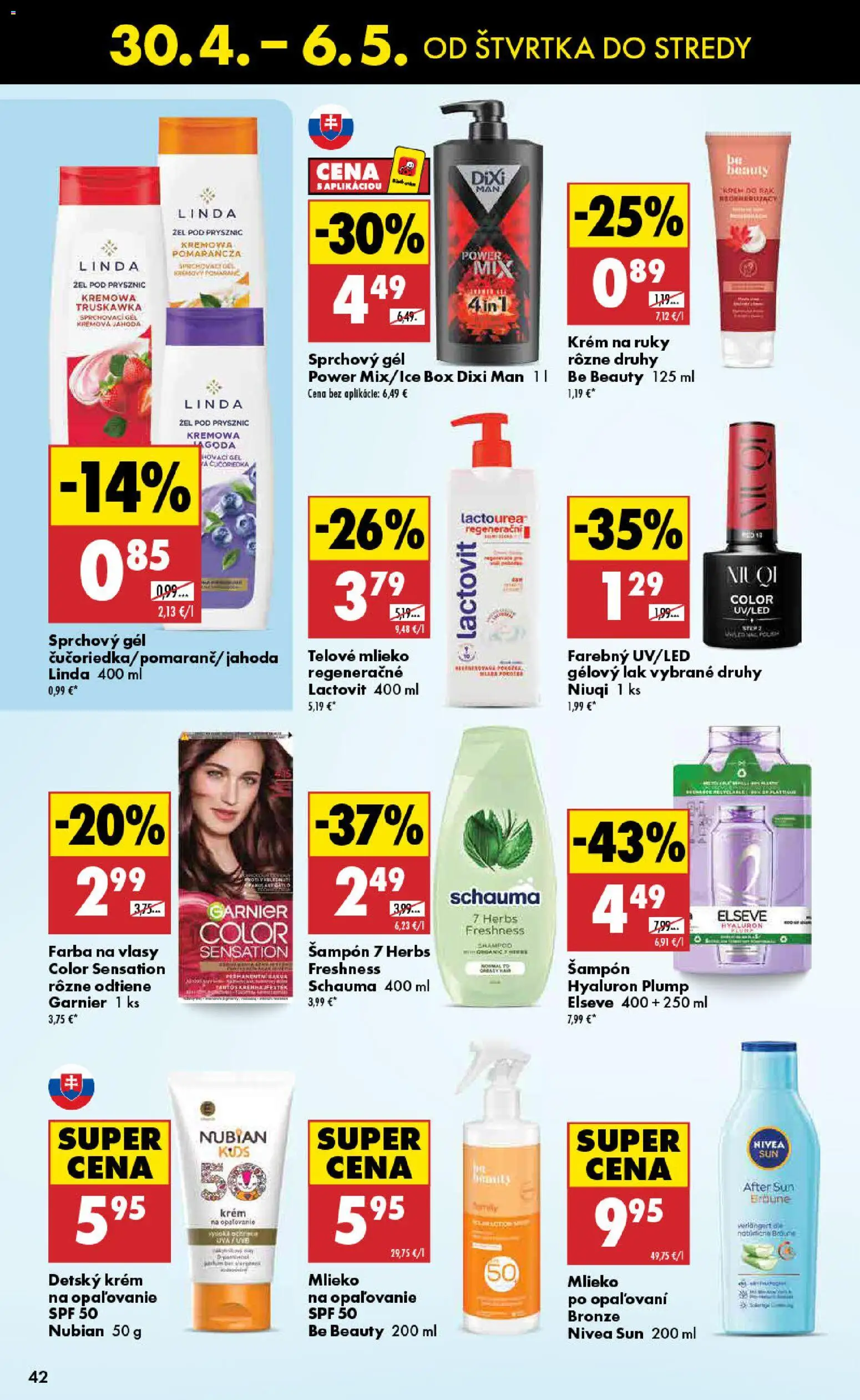 Nové Biedronka akcie – leták je platný od 30.04.2026 | Strana: 42 | Produkty: Nivea, Šampón, Telové mlieko, Lactovit