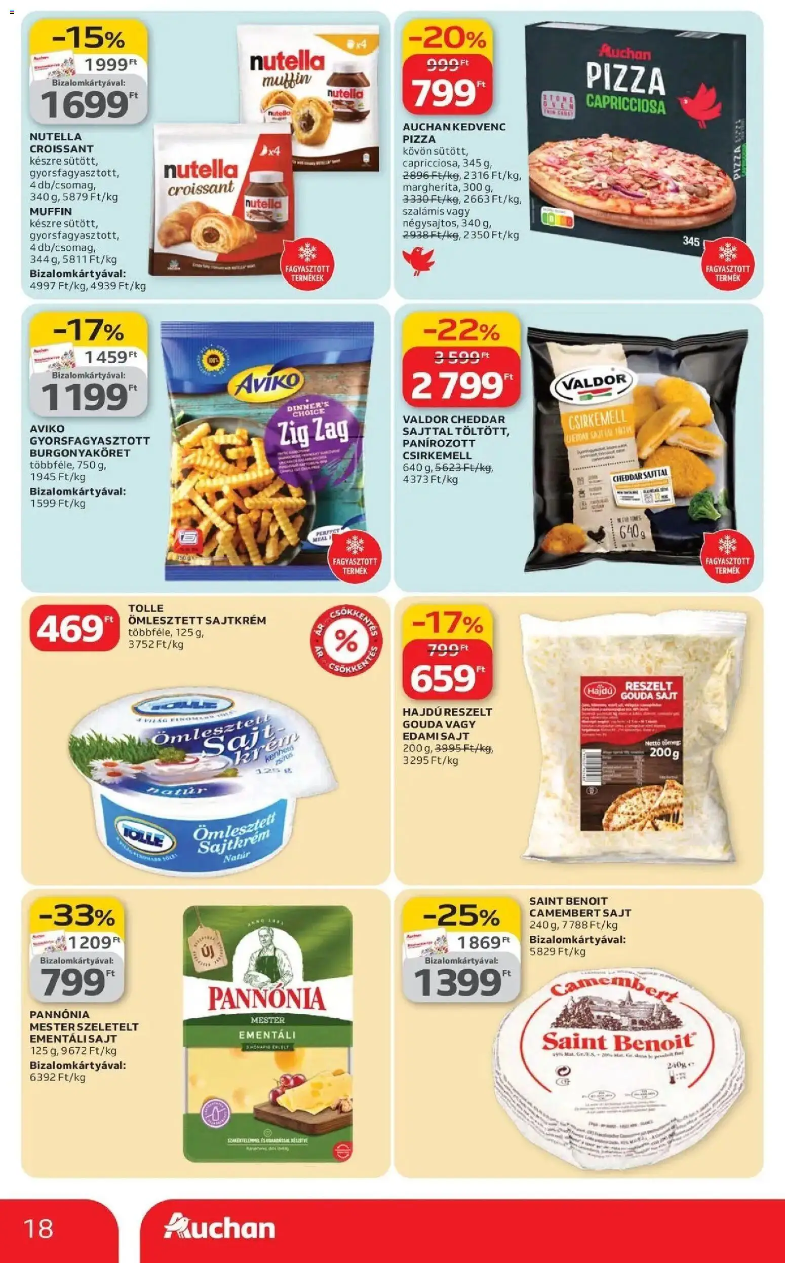 Auchan akciós ujság - amely érvényes a következő dátumtól: 19.03.2026 | Oldal: 18 | Termékek: Muffin, Sajt, Pizza, Csirkemell