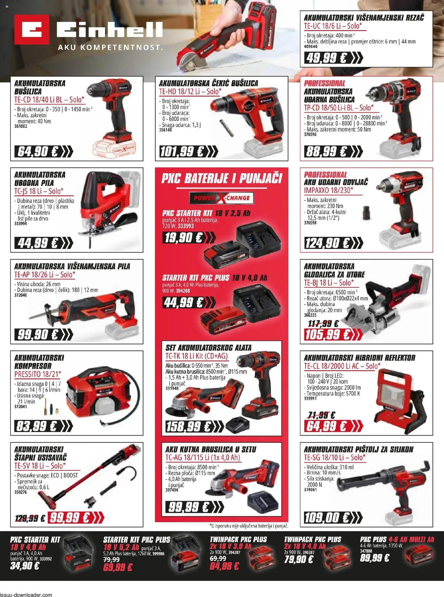 Pevex katalog | vrijedi od 08.01.2026 | Stranica: 21 | Proizvodi: Brusilica, Reflektor, Kompresor, Odvijač